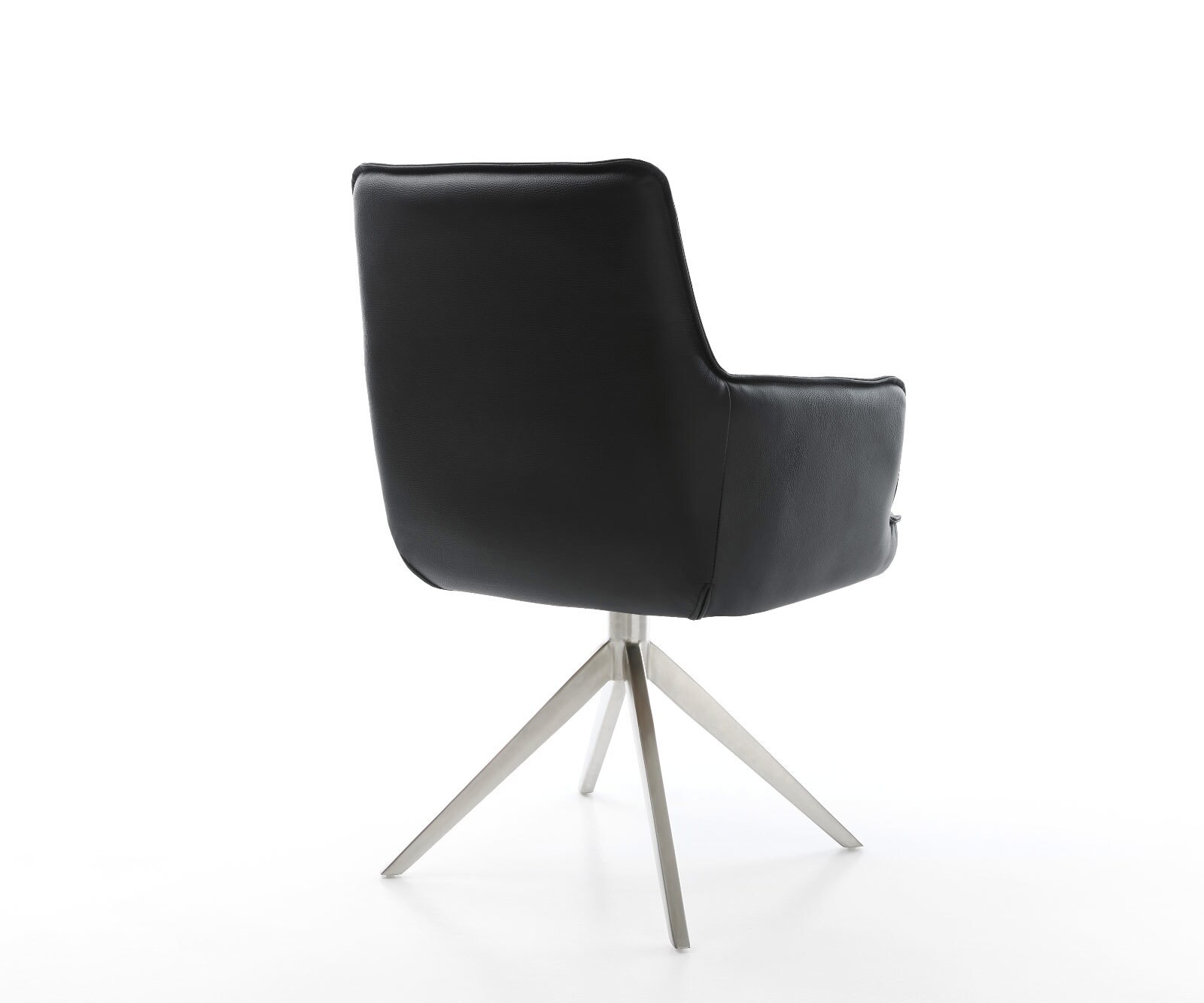 Chaise-pivotante Heira-Flex cuir de vache noir pied croisé large acier inoxydable brossé pivotement sur 360° fonction bascule ressorts ensachés 4