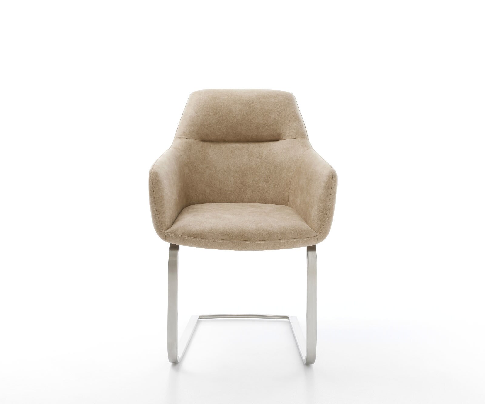 Cantilever Pejo-Flex microvelours beige vintage pied cantilever plat acier inoxydable brossé ressorts ensachés 1