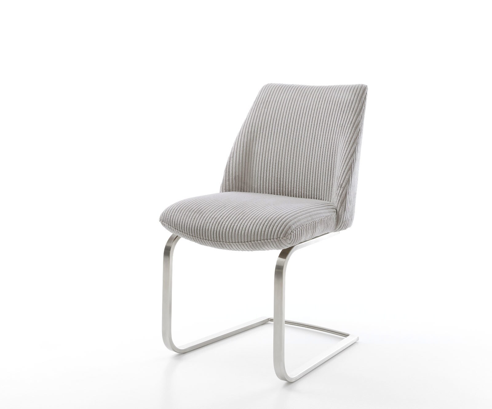 Cantilever Elso-Flex côtelé gris argenté pied cantilever plat acier inoxydable brossé ressorts ensachés 1