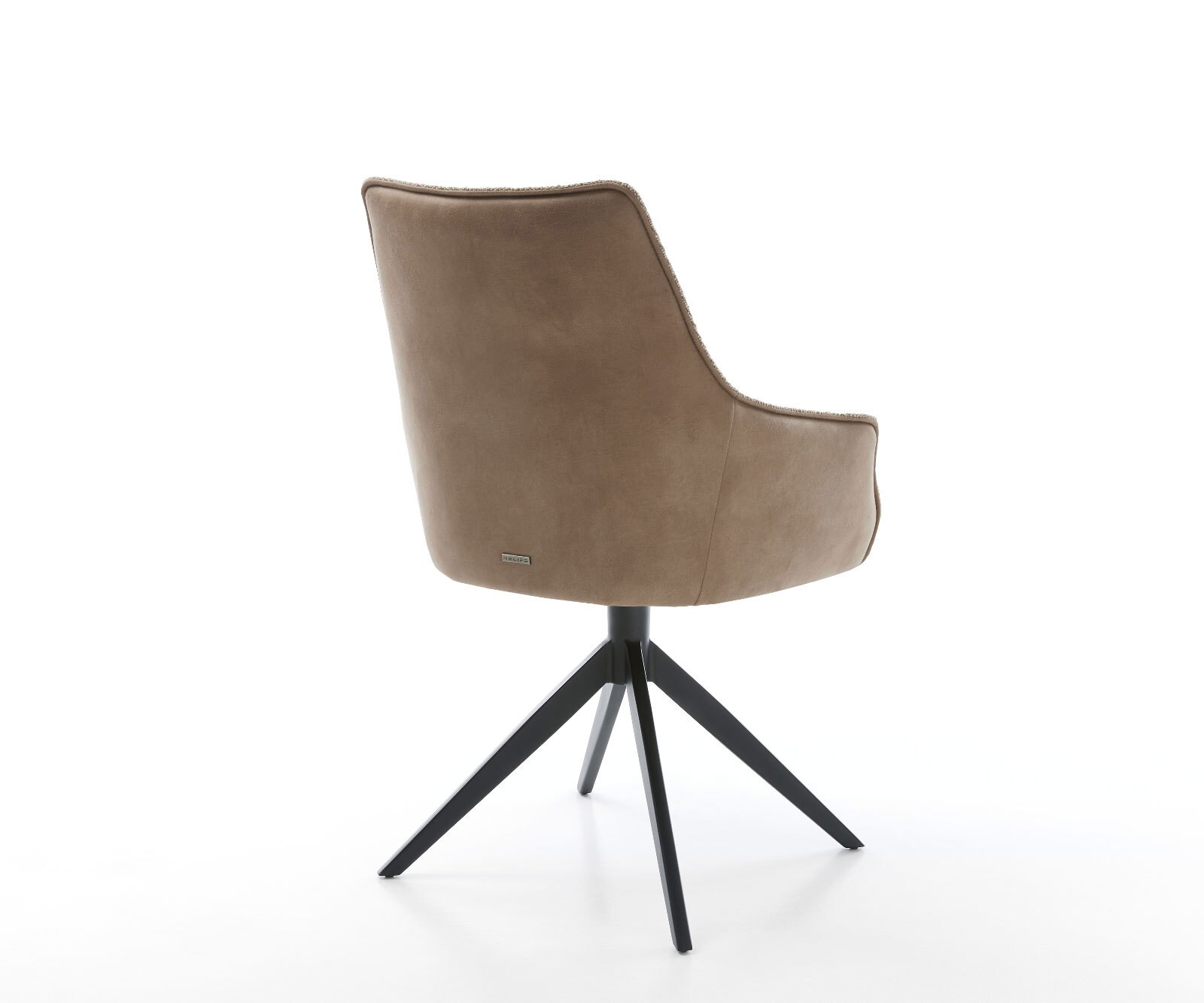 Chaise-pivotante Alja-Flex avec accoudoirs tissu mixte couleur boue pied croisé large noir pivotement sur 360° ressorts ensachés 4