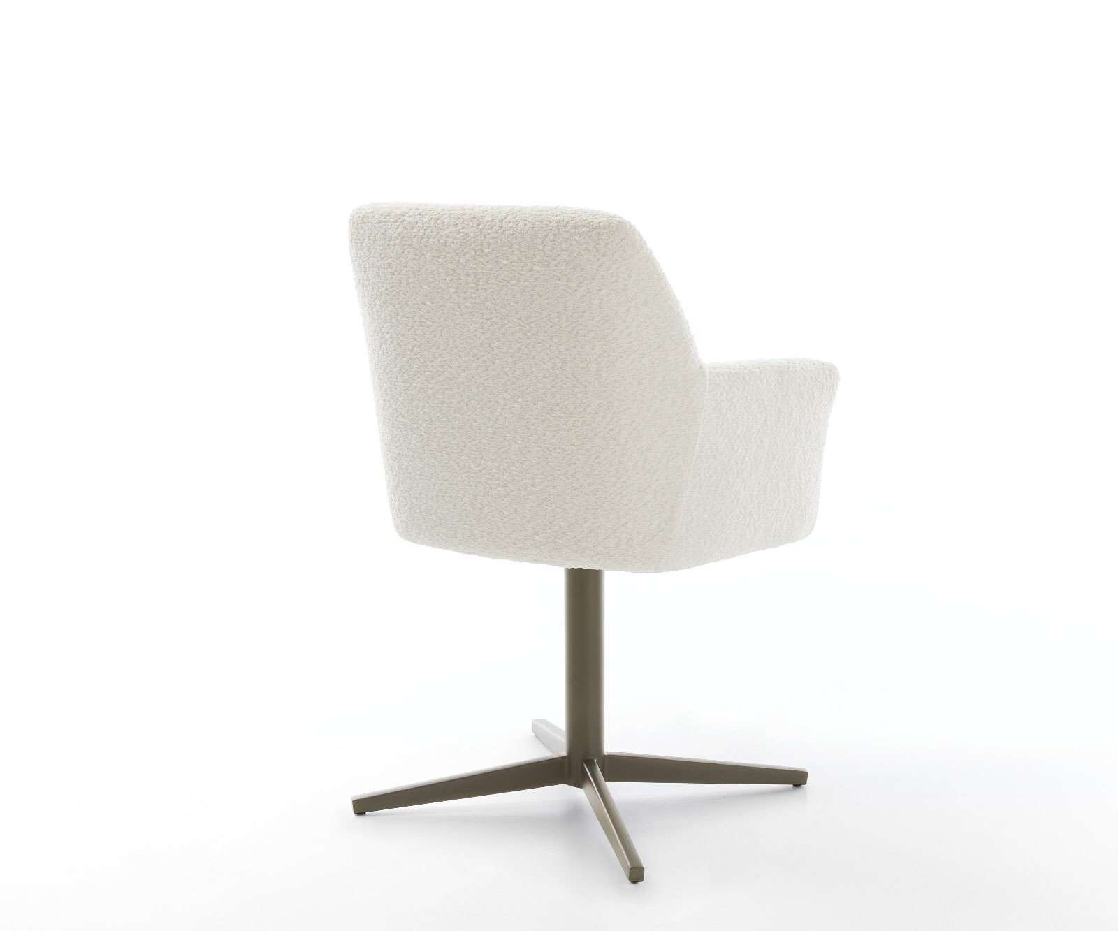 Chaise-pivotante Xana-Flex avec accoudoirs bouclé blanc pied de chaise 4 branches aspect titane pivotement sur 360° ressorts ensachés 4