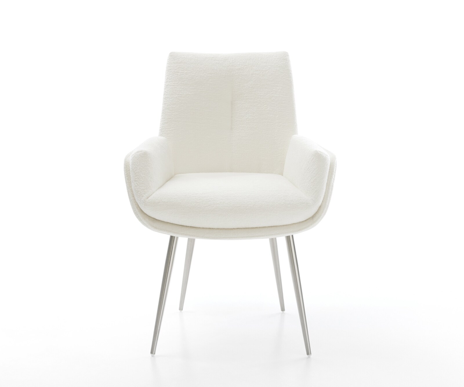 Chaise-de-salle-à-manger Clea-Flex bouclé doux beige 4 pieds coniques acier inoxydable 2