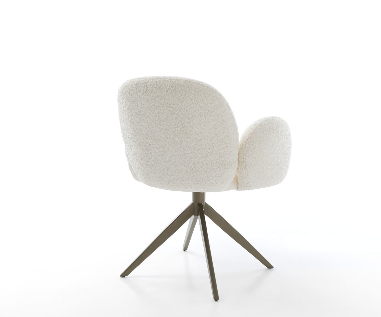 Chaise-pivotante Nube-Flex bouclé blanc pied croisé large aspect titane pivotement sur 360° fonction bascule ressorts ensachés 4 Chaise-pivotante Nube-Flex bouclé blanc pied croisé large aspect titane pivotement sur 360° fonction bascule ressorts ensachés 4