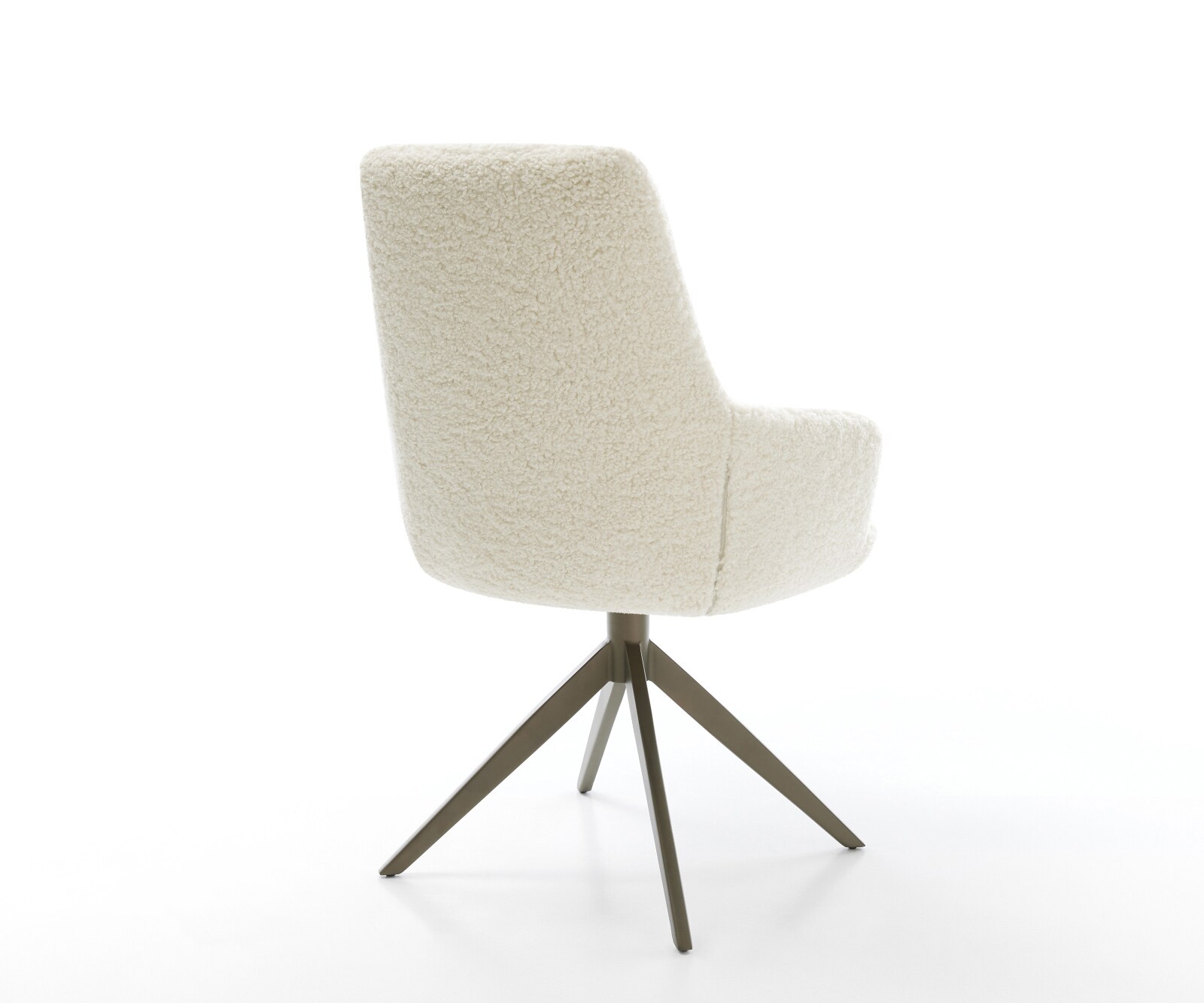 Chaise-pivotante Zelia-Flex avec accoudoirs tissu teddy beige pied croisé large aspect titane pivotement sur 360° fonction bascule resorts ensachés 5