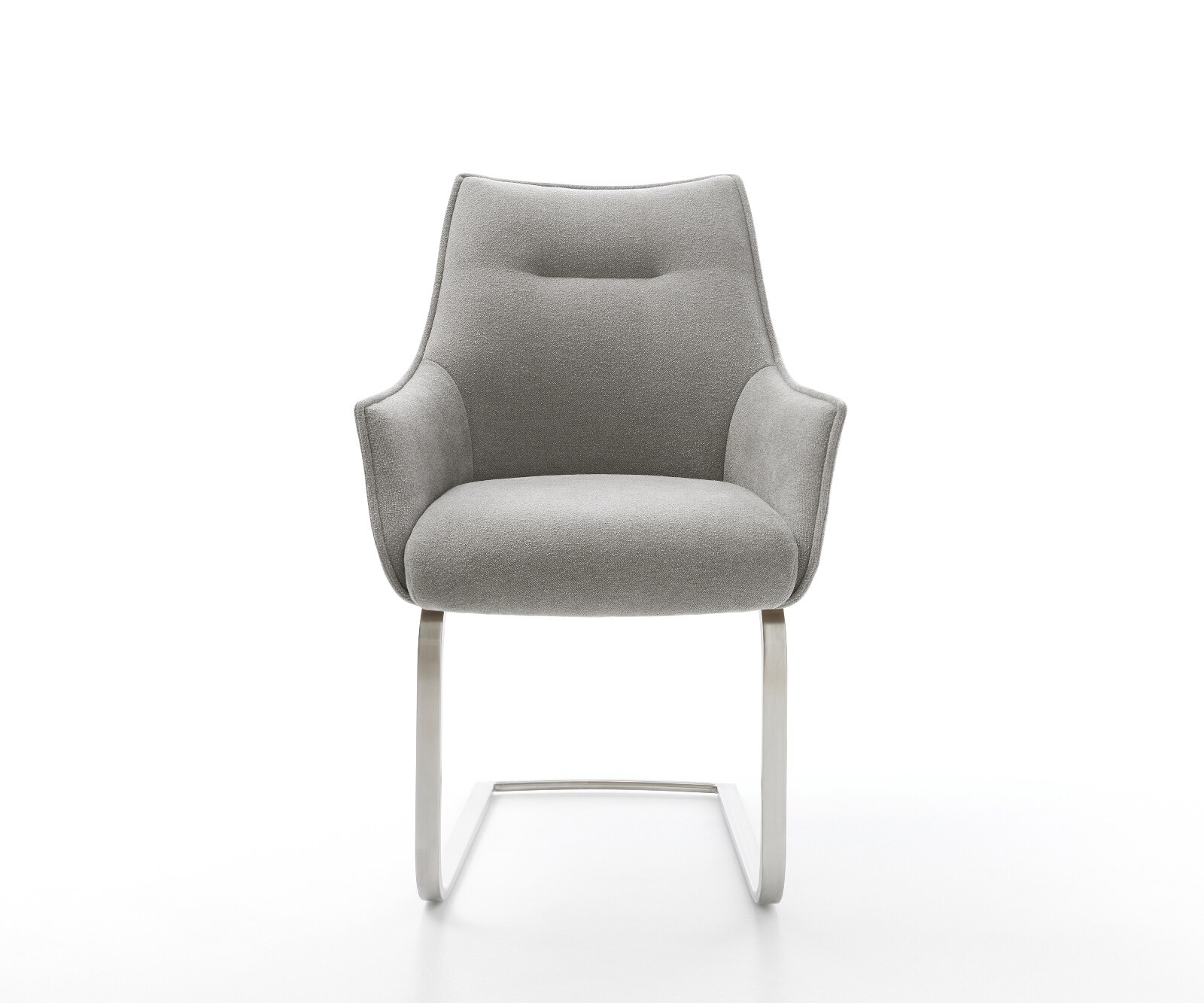Cantilever Alja-Flex avec accoudoirs tissu structuré doux gris pied cantilever plat acier inoxydable resorts ensachés 2