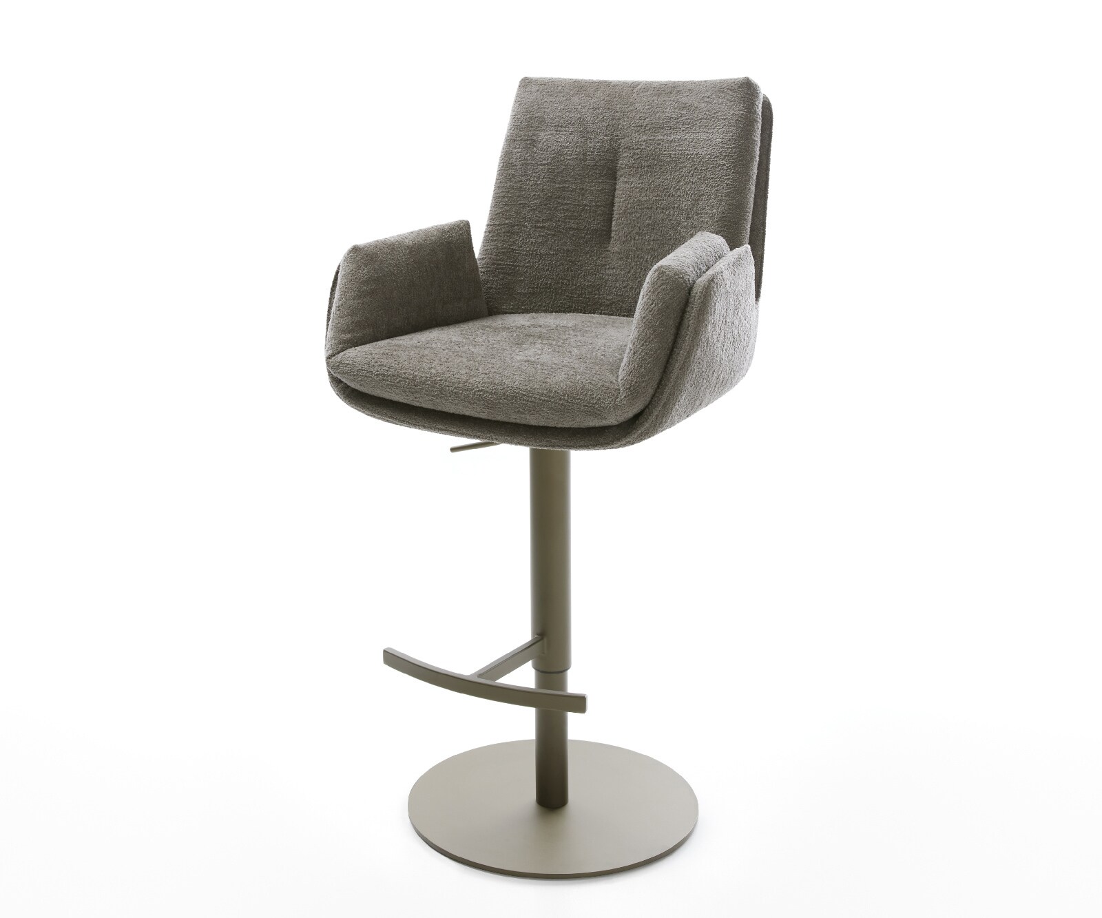 Chaise-de-bar Clea-Flex Bouclé doux Boue Pied pivotant réglable en hauteur couleur titane Couleur titane