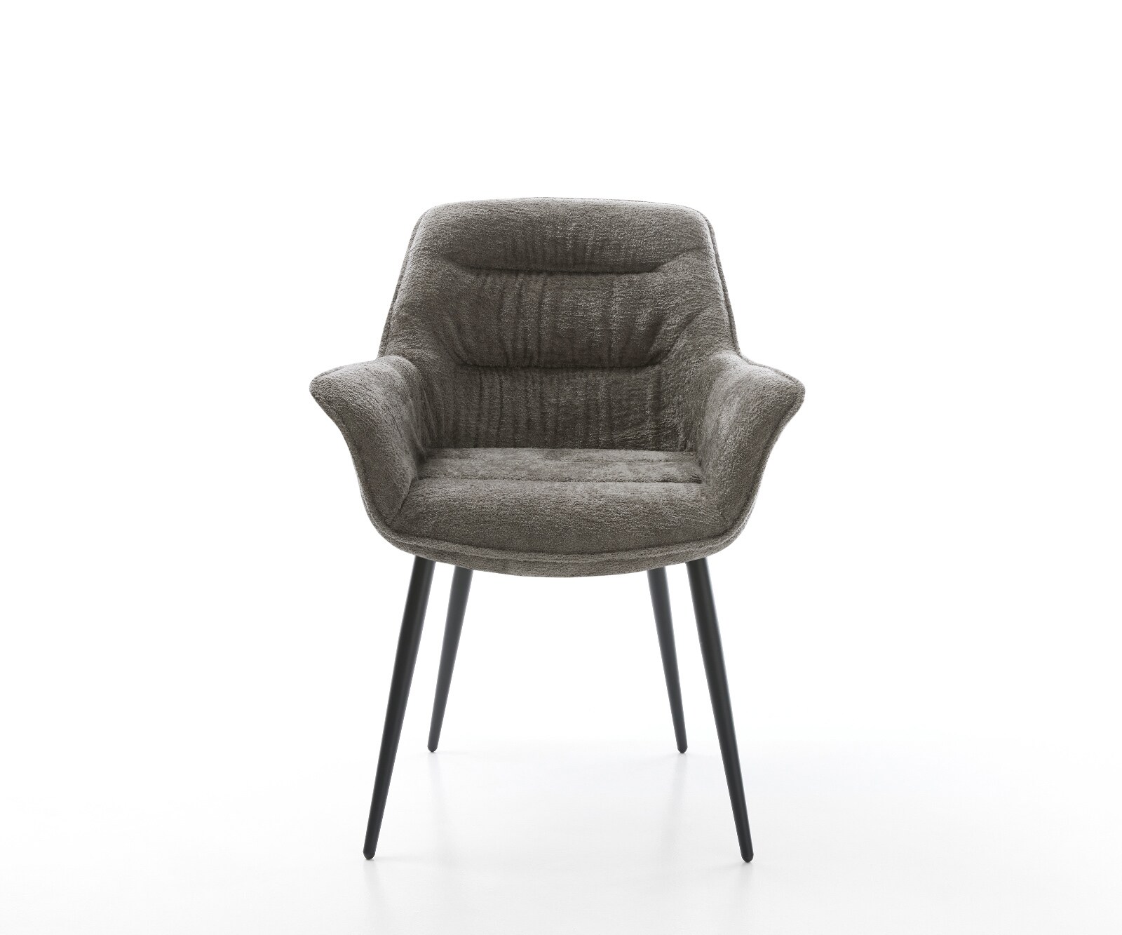 Chaise-de-salle-à-manger Kaira-Flex bouclé doux couleur boue 4 pieds coniques noir 1