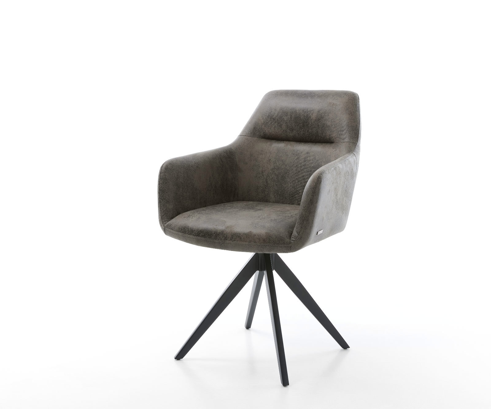 Chaise-de-salle-à-manger Pejo-Flex microvelours gris antique pied croisé angulaire noir ressorts ensachés Chaise-de-salle-à-manger Pejo-Flex microvelours gris antique pied croisé angulaire noir ressorts ensachés