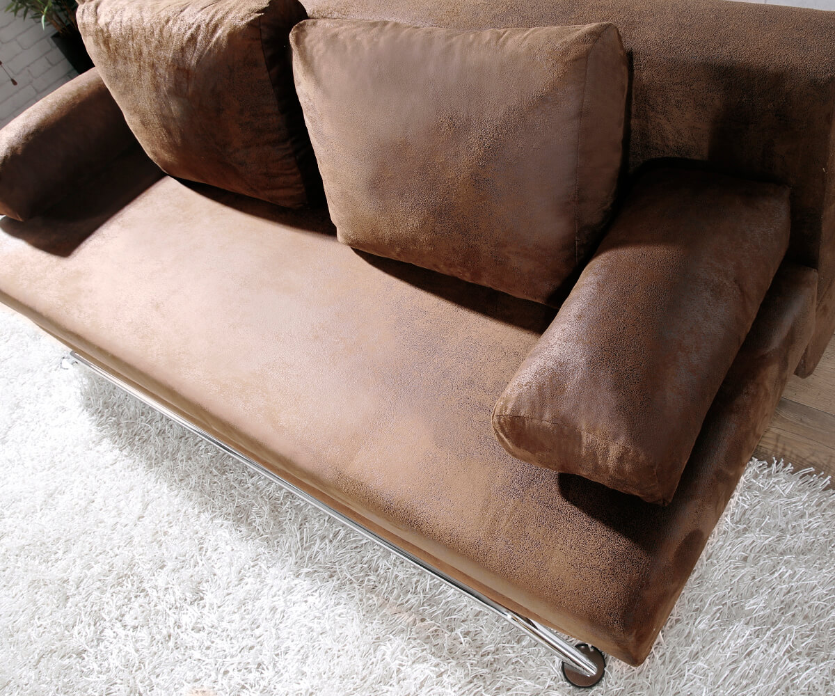 Canapé-lit Cady 200x90 cm marron aspect antique compartiment de lit 2