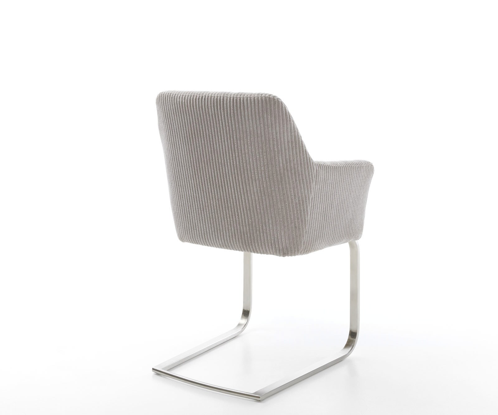 Cantilever Xana-Flex avec accoudoirs côtelé gris argenté pied cantilever plat acier inoxydable brossé ressorts ensachés 5