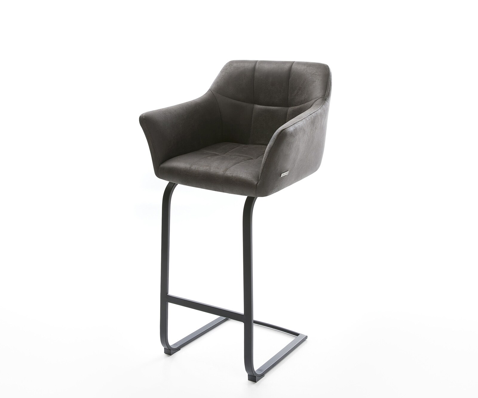 Chaise-de-bar Yulo-Flex vintage anthracite cantilever plat métal