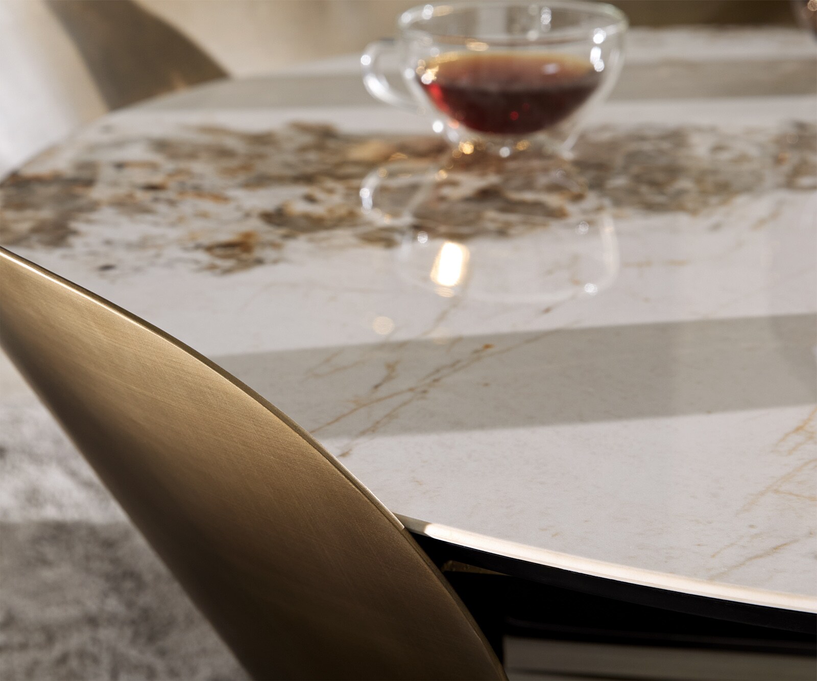 Table-basse Skafi 100x40 cm céramique Minas Melange Metallic Gold 3