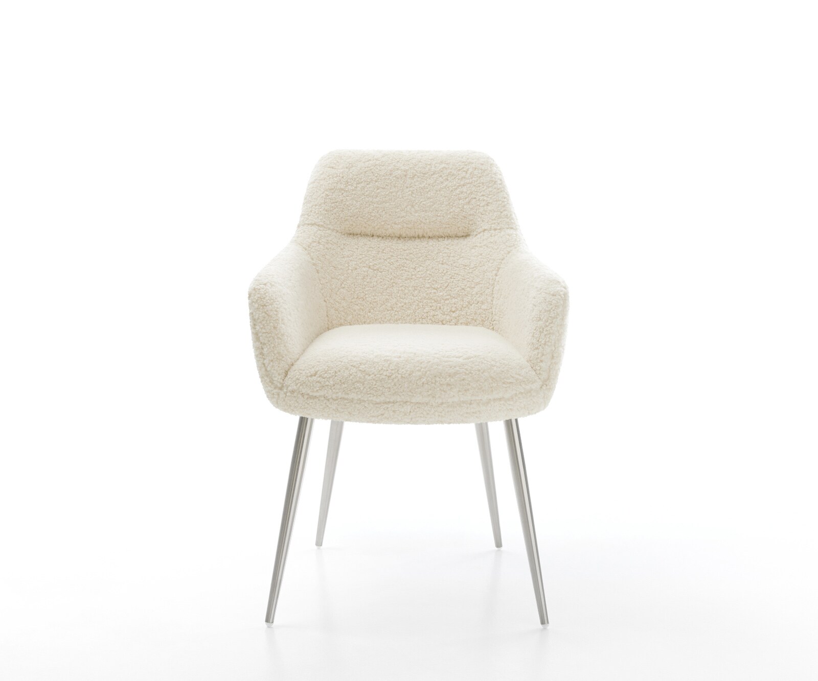 Chaise-de-salle-à-manger Pejo-Flex tissu teddy beige 4 pieds coniques acier inoxydable resorts ensachés 2