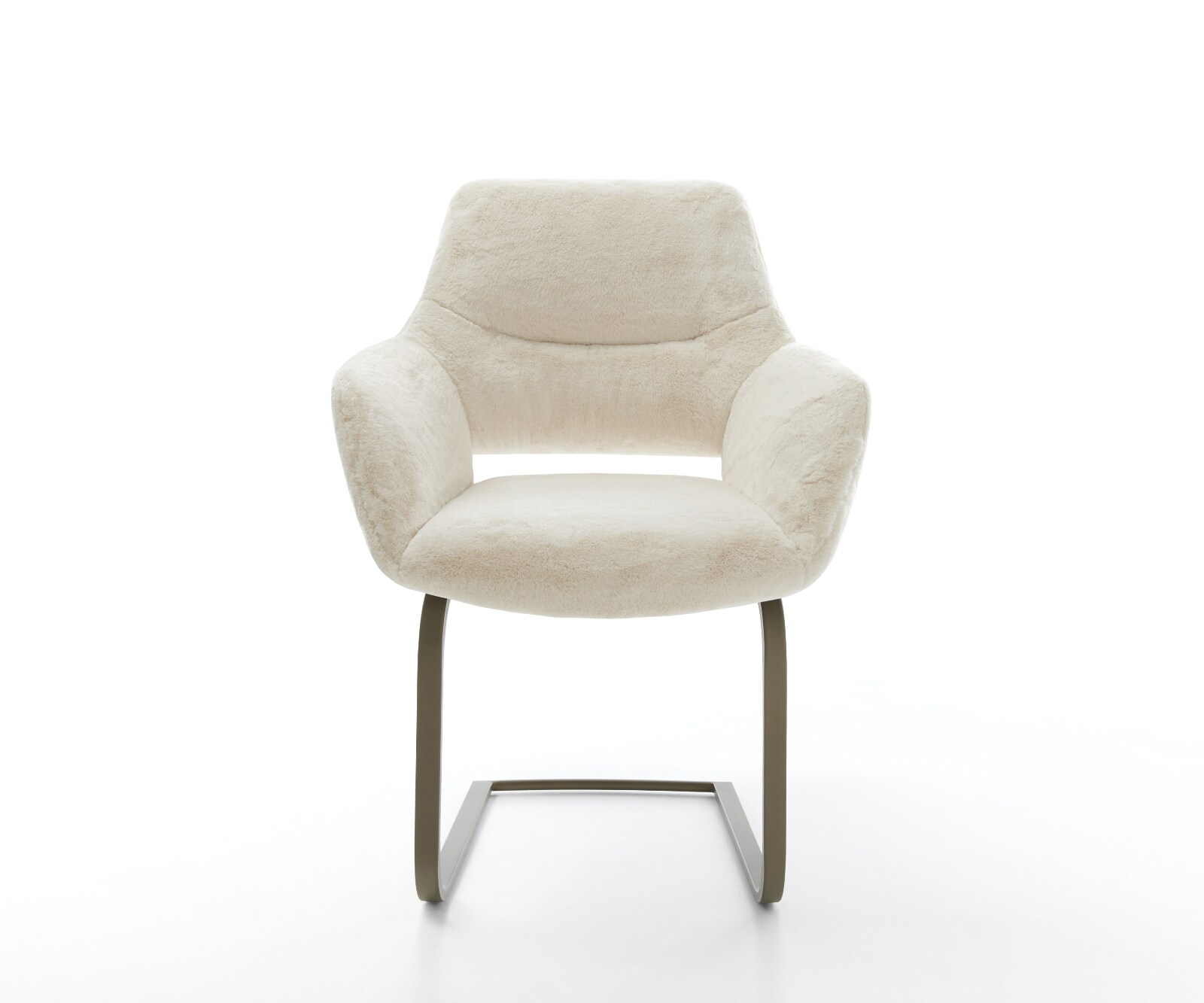 Cantilever Yago-Flex avec accoudoirs peluche crème-blanc pied cantilever plat aspect titane resorts ensachés 2