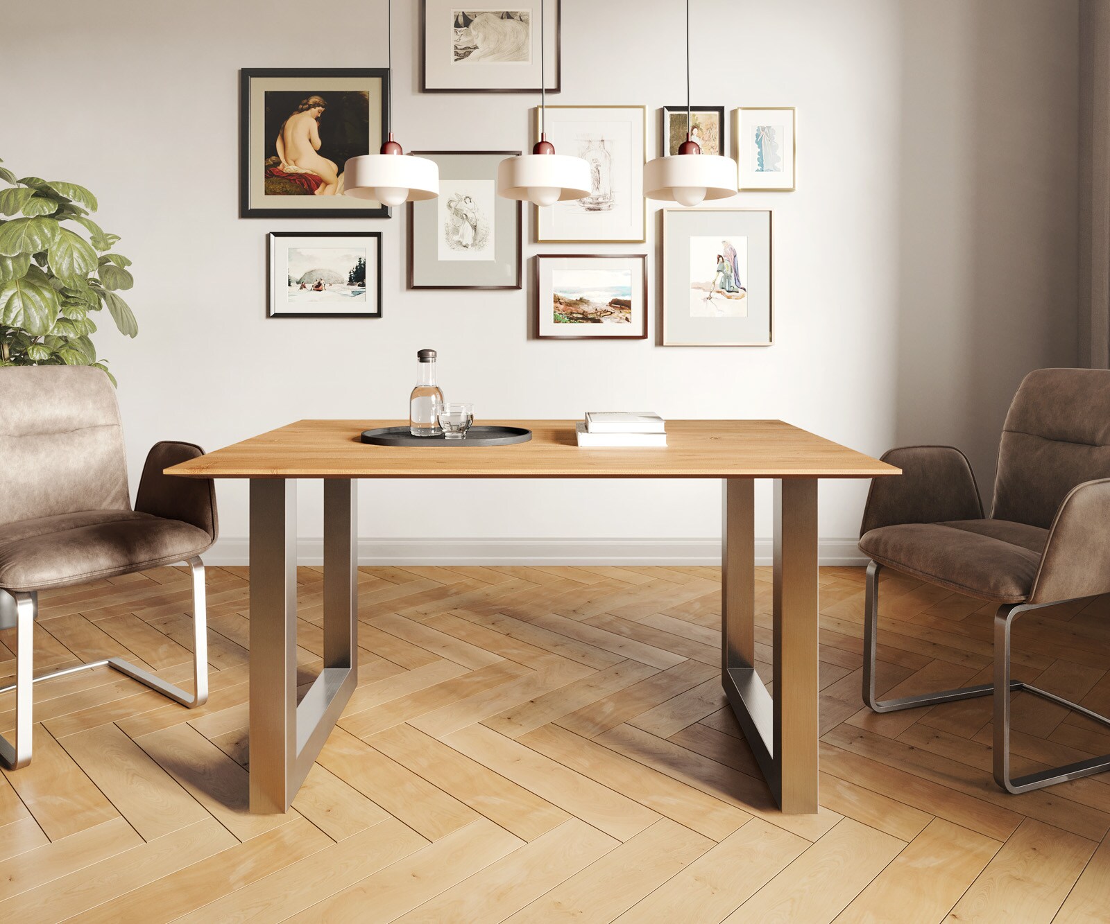 Table-à-manger Edge 140x90 acacia nature acier inoxydable large bord suisse 1 Table-à-manger Edge 140x90 acacia nature acier inoxydable large bord suisse 1