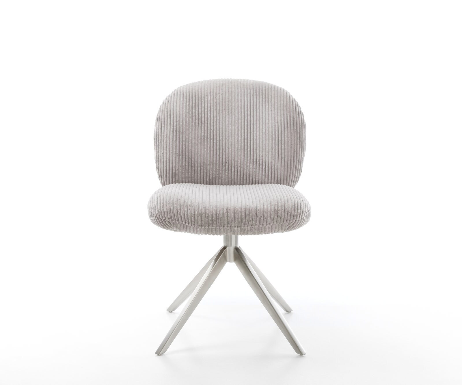 Chaise-pivotante Nube-Flex côtelé gris argenté pied croisé large acier inoxydable brossé pivotement sur 360° fonction bascule ressorts ensachés 1
