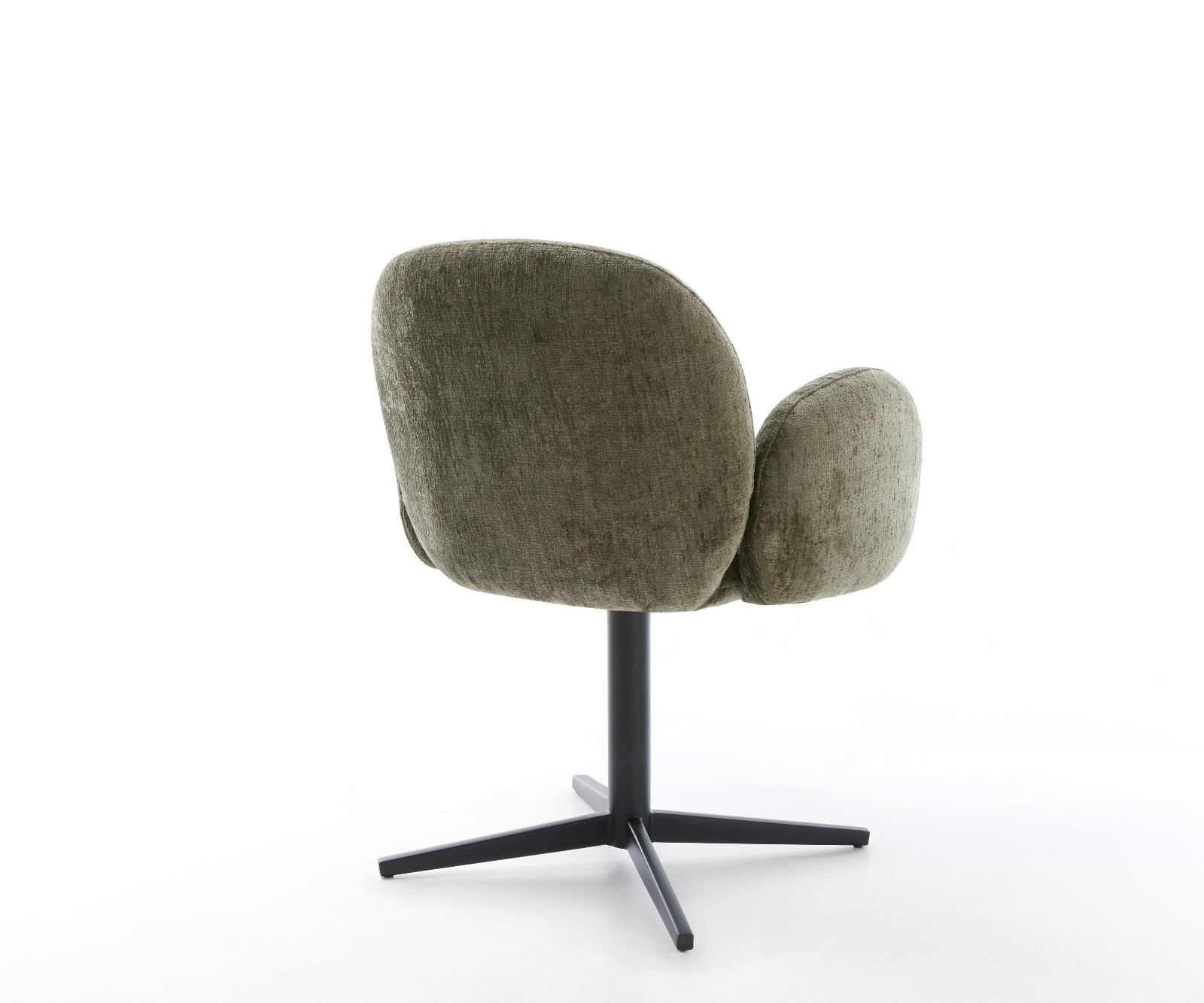 Chaise-pivotante Nube-Flex avec accoudoirs chenille olive pied de chaise 4 branches noir pivotement sur 360° ressorts ensachés 4 Chaise-pivotante Nube-Flex avec accoudoirs chenille olive pied de chaise 4 branches noir pivotement sur 360° ressorts ensachés 4