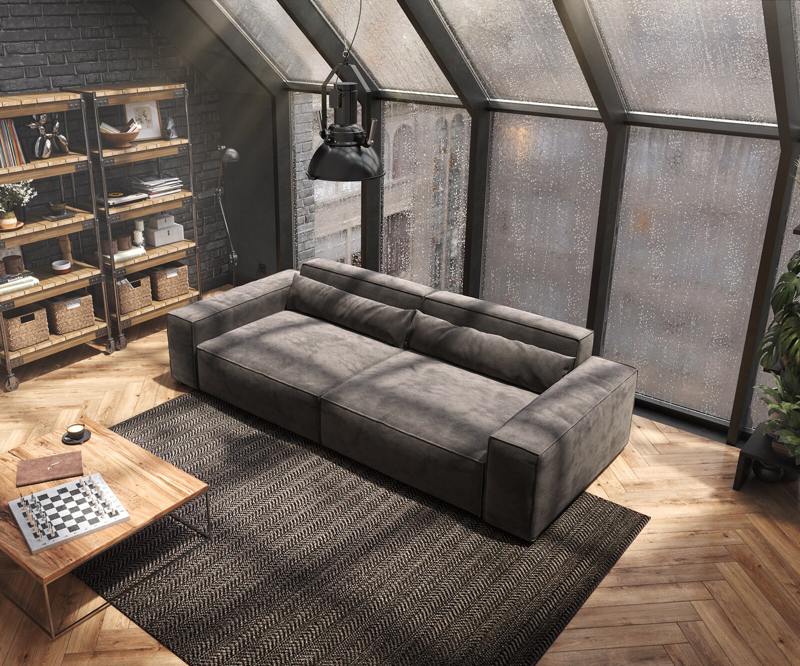 Grand Canapé Sirpio XL 270x130 cm Microfibre Marron Kaki 3