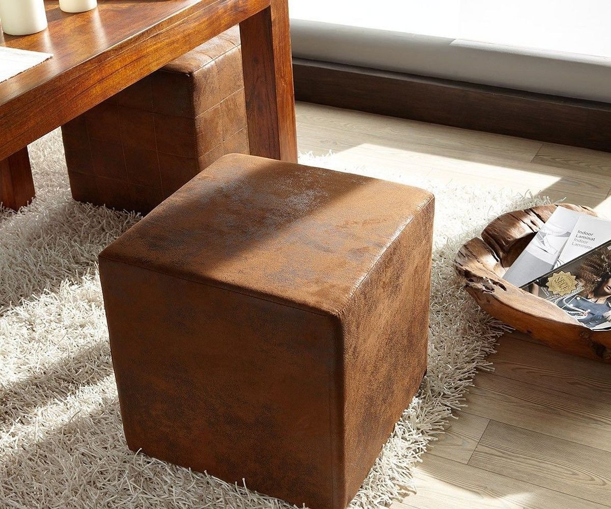 Tabouret Dado marron 45x45 cm optique vintage  Tabouret Dado marron 45x45 cm optique vintage