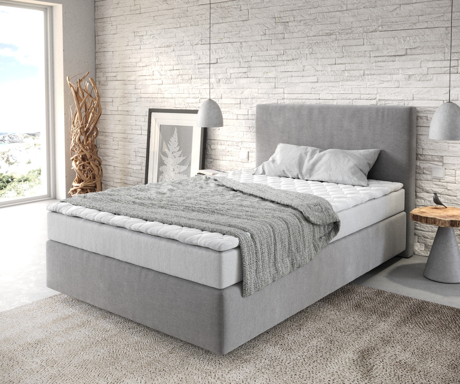 Lit-sommier-tapissier Dream-Well 120x200 cm microfibre gris Lit-sommier-tapissier Dream-Well 120x200 cm microfibre gris