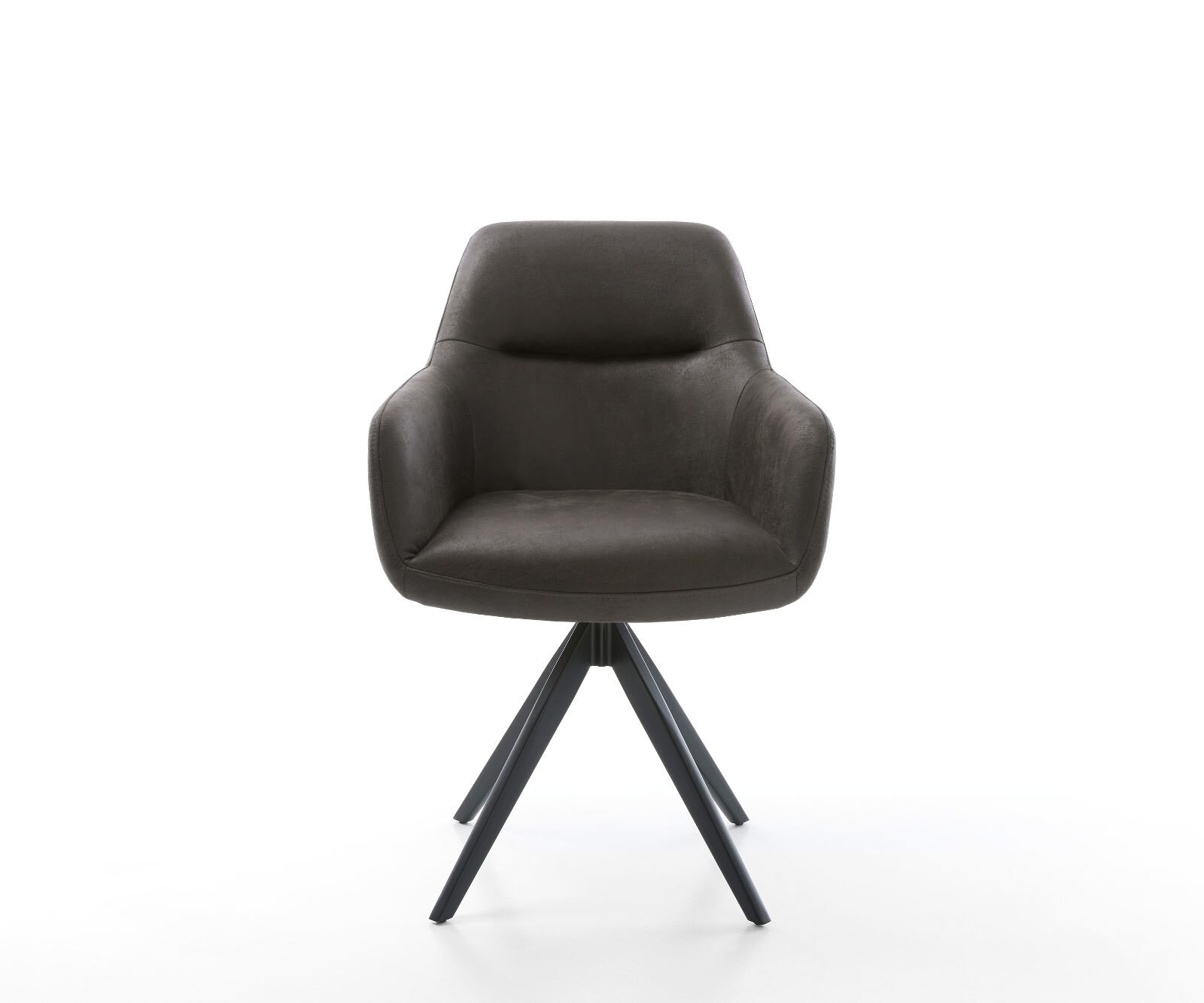 Chaise-de-salle-à-manger Pejo-Flex microvelours anthracite vintage pied croisé angulaire noir ressorts ensachés 1