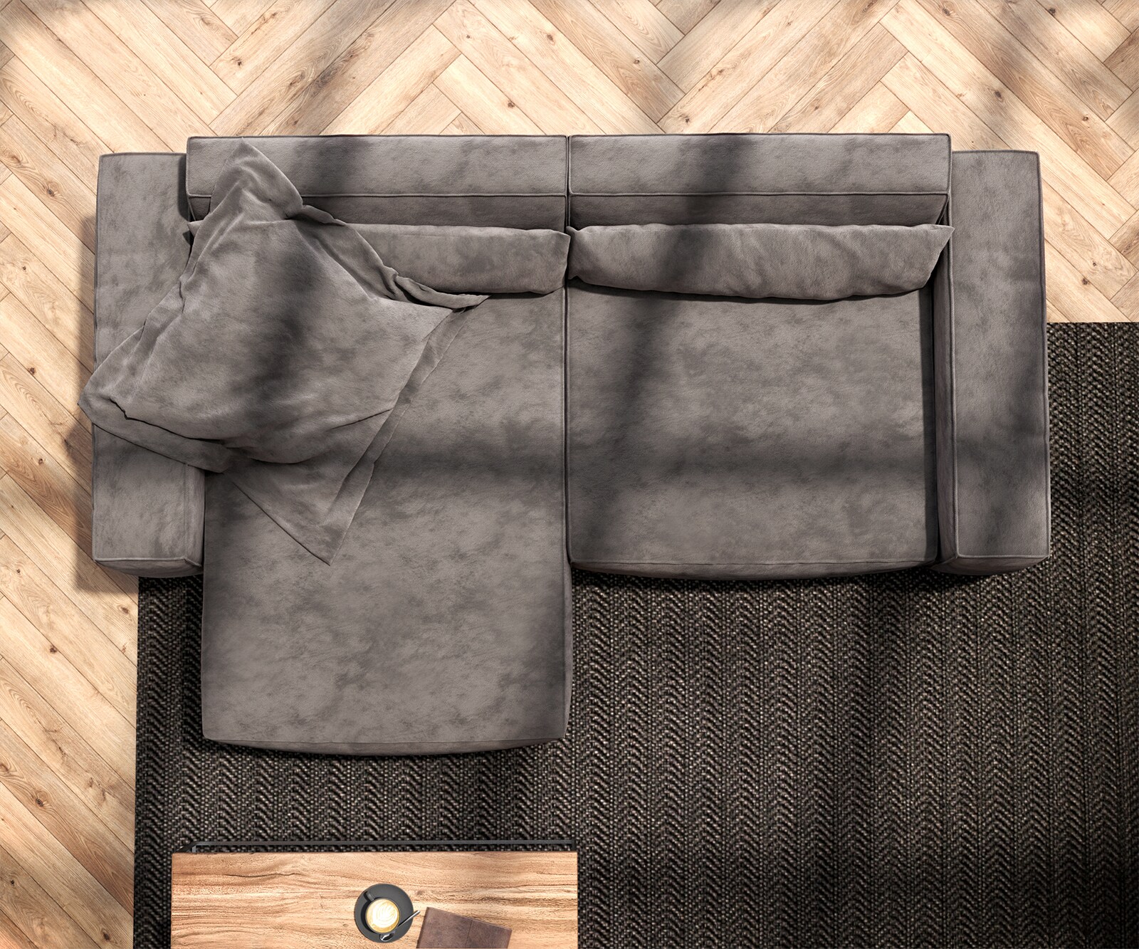 Canapé d'angle Sirpio 230x155 cm Microfibre Marron Kaki Recamiere variable 5