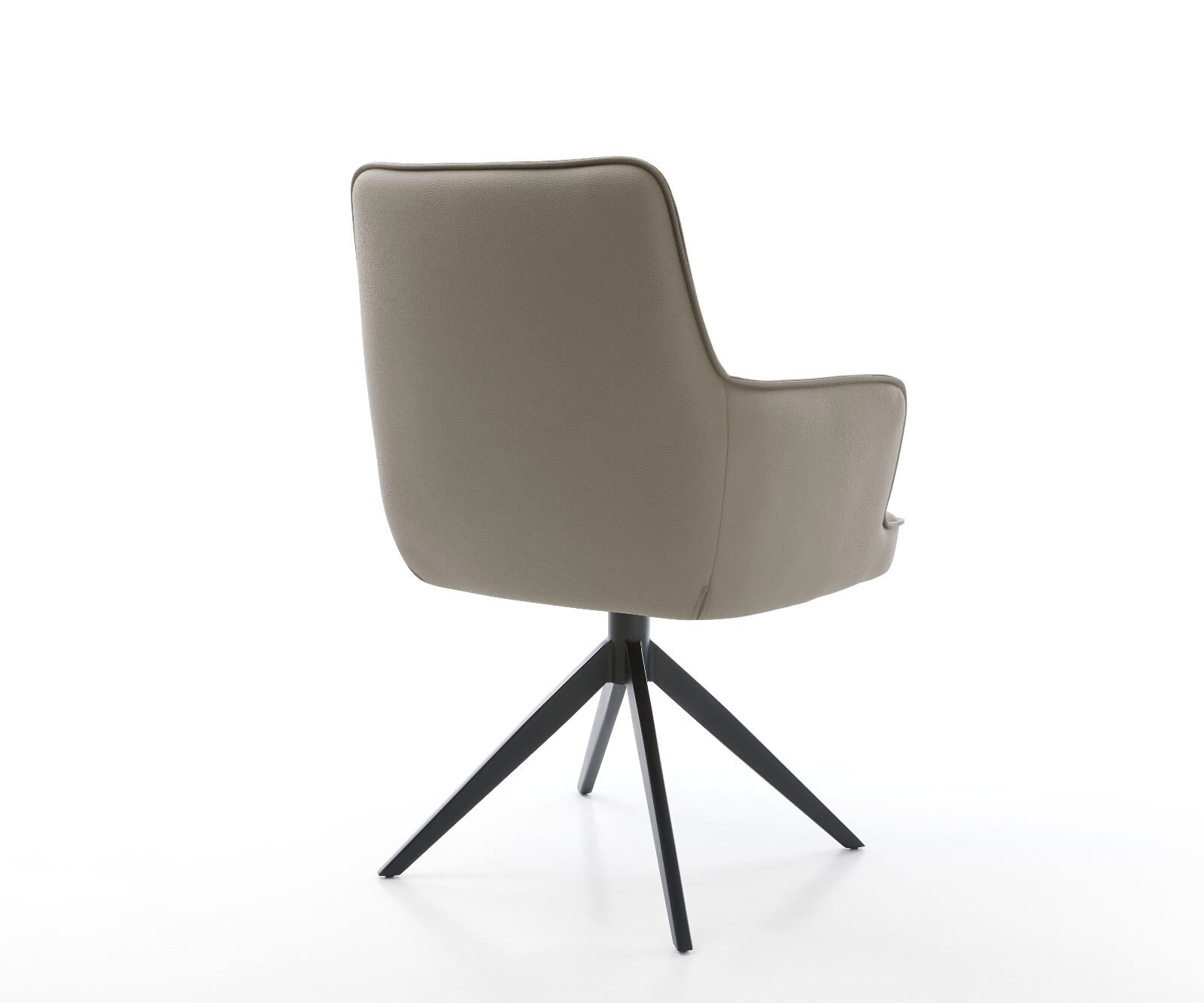 Chaise-pivotante Heira-Flex cuir de vache couleur boue pied croisé large noir pivotement sur 360° fonction bascule ressorts ensachés 4