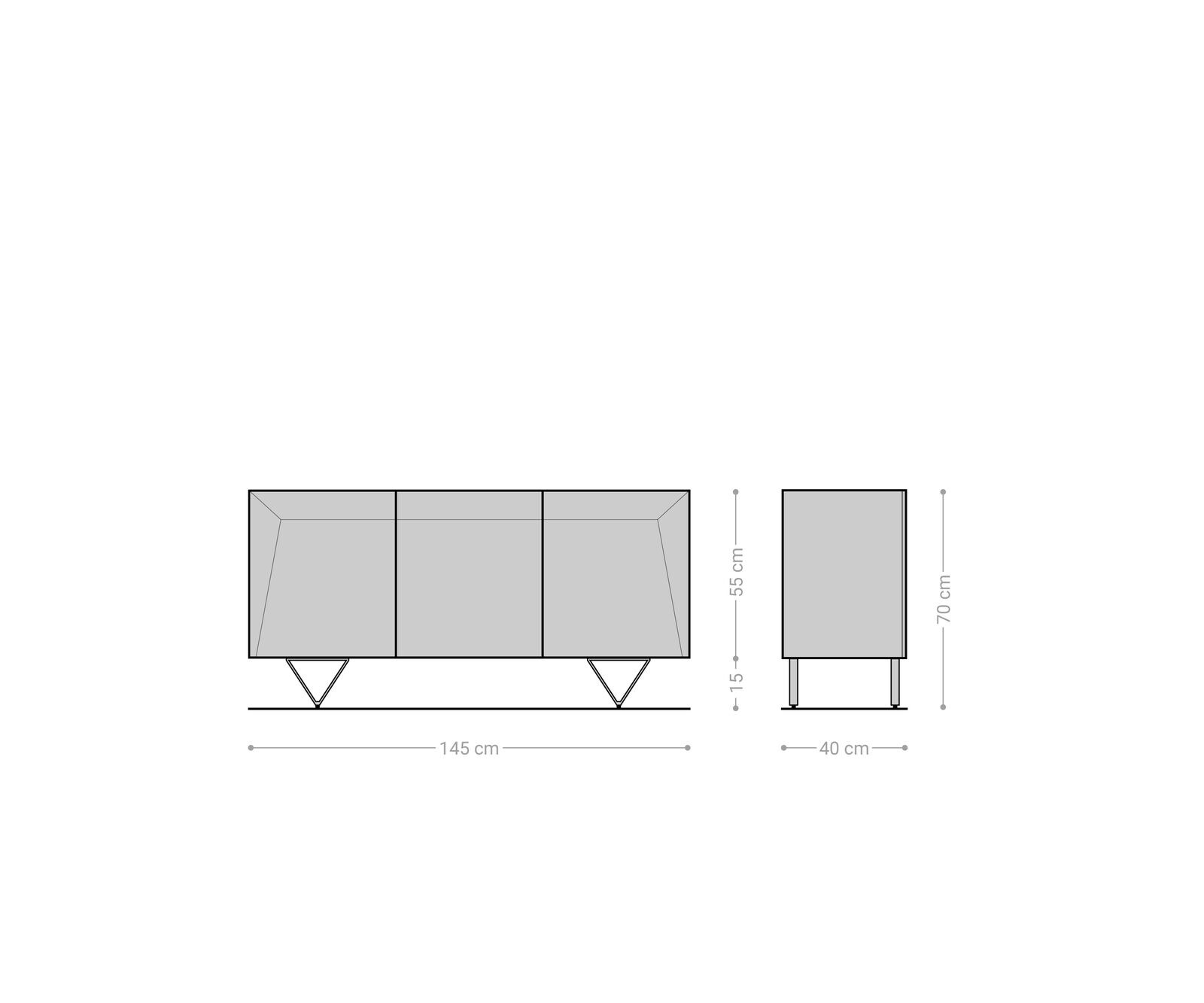 Buffet Kayu 145x40x70 cm acacia naturel 3 portes pied en V 5