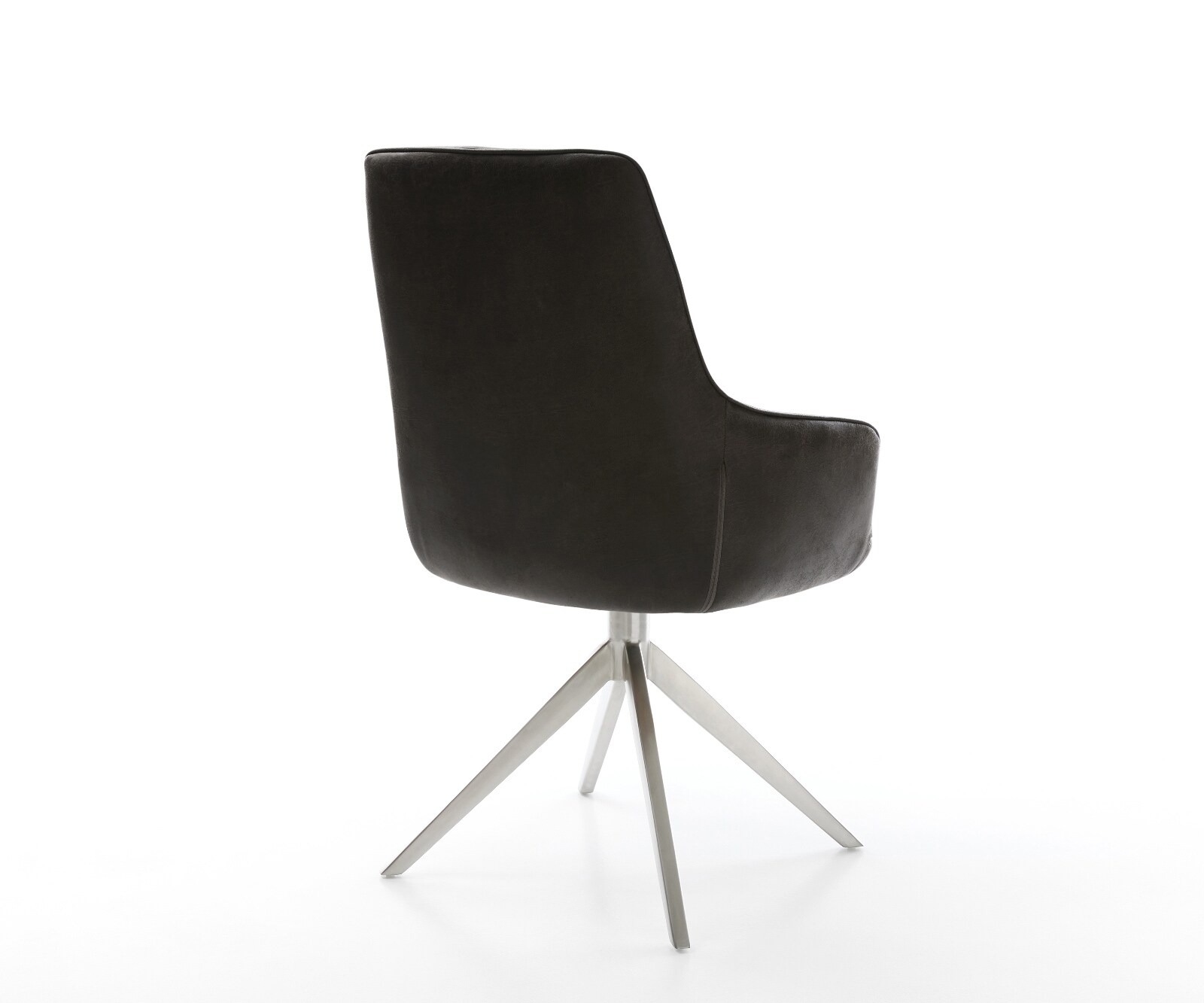 Chaise-pivotante Zelia-Flex avec accoudoirs microfibre antracite vintage pied croisé large acier inoxydable pivotement sur 360° fonction bascule ressorts ensachés 5