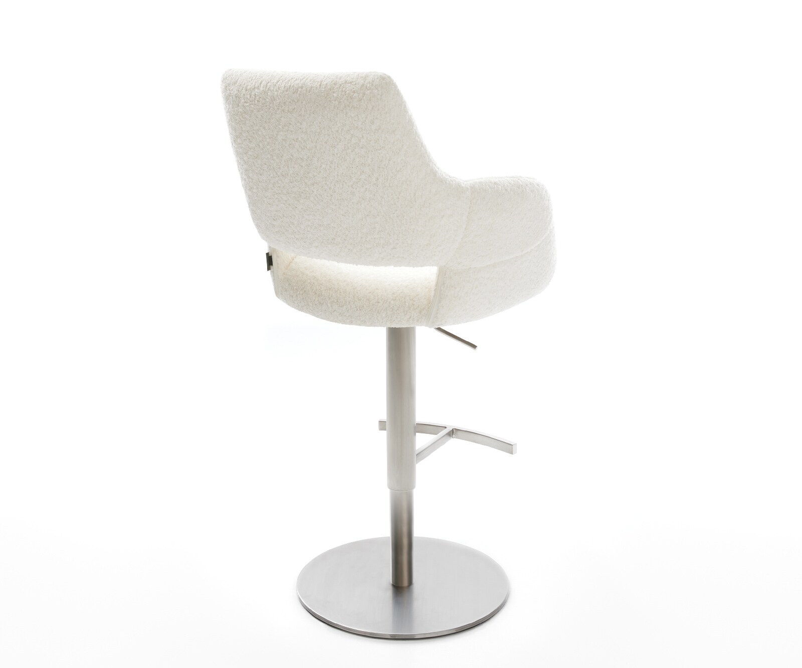 Chaise-de-bar Yago-Flex Bouclé Blanc Pied pivotant réglable en hauteur Acier inoxydable pivotant Ressorts ensachés 5