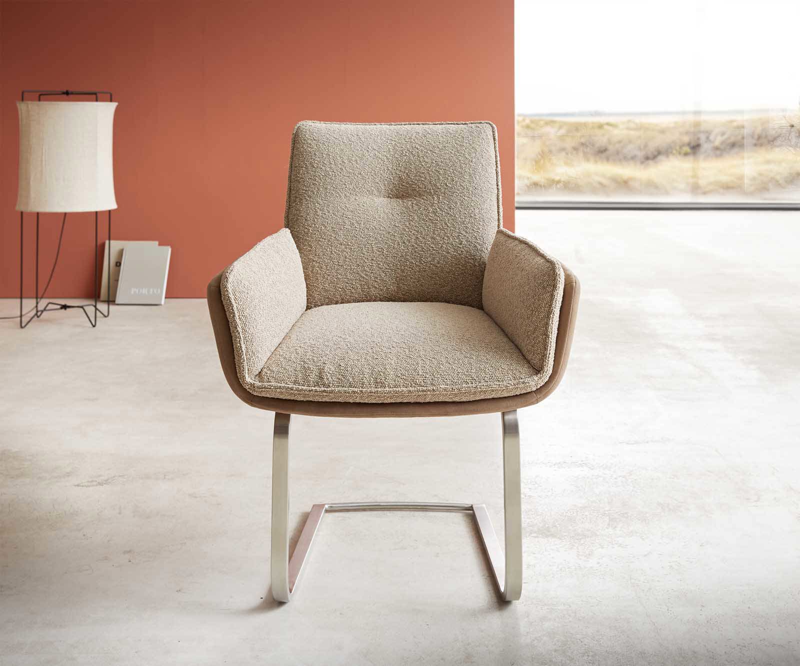 Cantilever Nela-Flex tissu mixte couleur boue pied cantilever plat acier inoxydable brossé 1 Cantilever Nela-Flex tissu mixte couleur boue pied cantilever plat acier inoxydable brossé 1