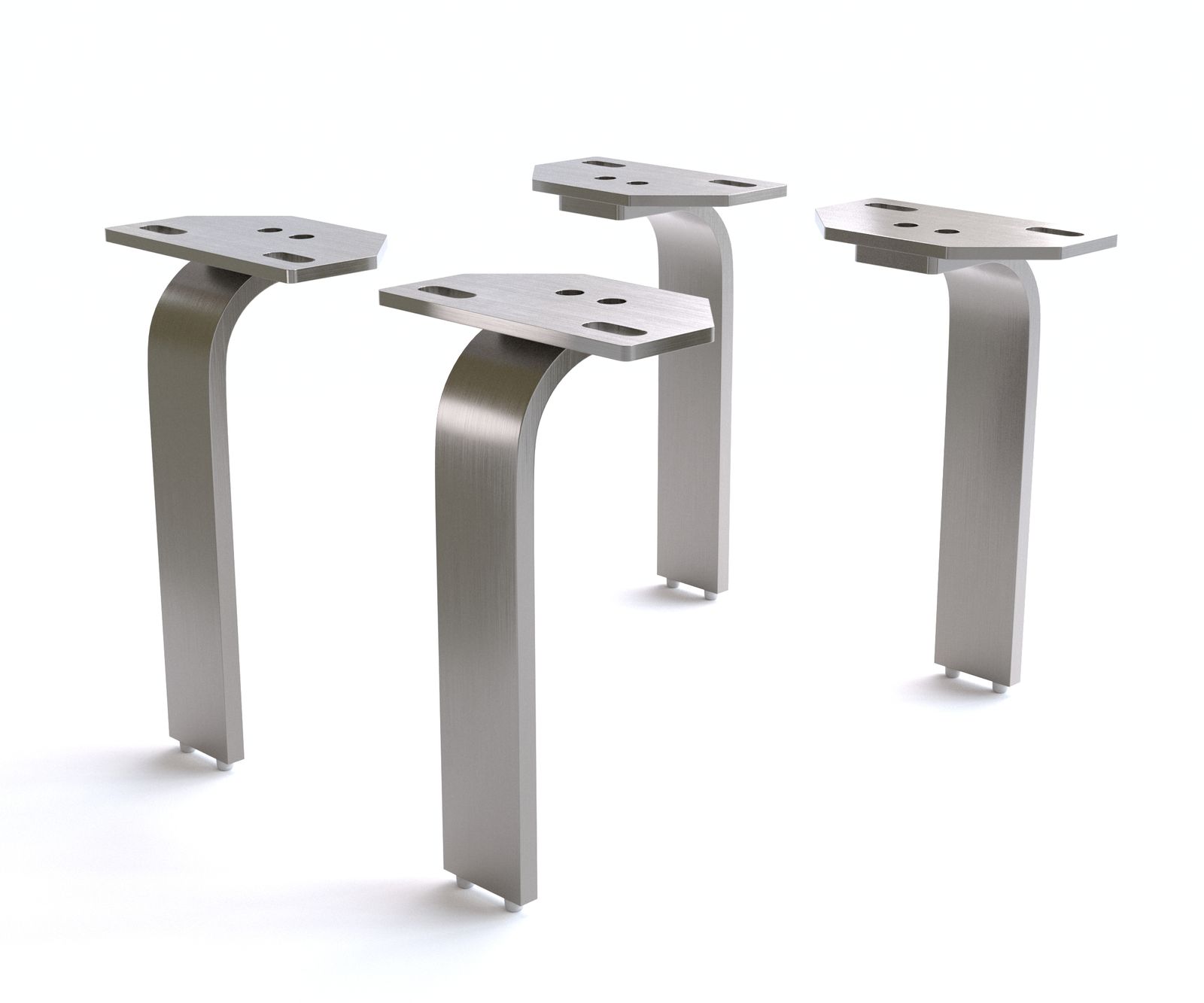 Pied-en-L 20 cm acier inoxydable brossé pour tous types de meubles (set de 4) 1