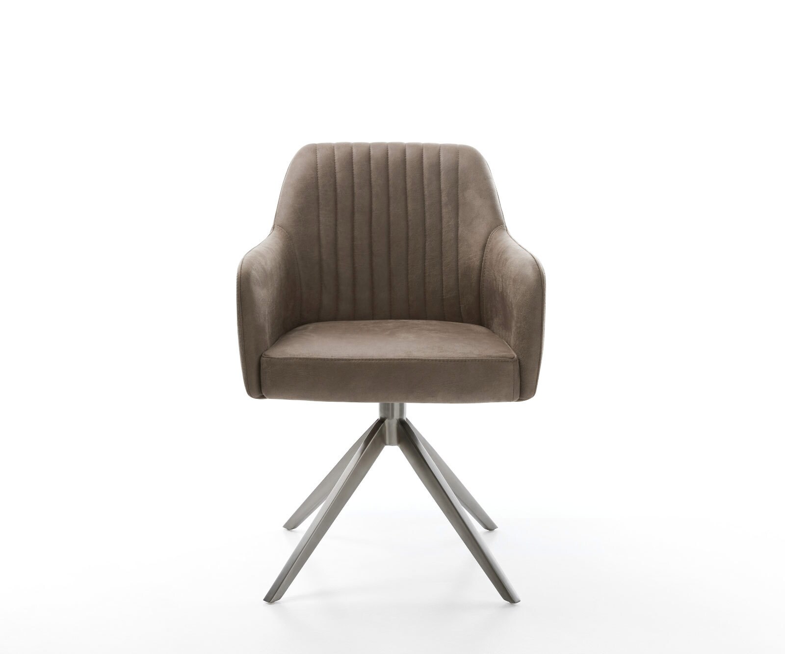 Chaise-pivotante Greg-Flex microvelours taupe vintage pied croisé large grafiete pivotement sur 360° fonction bascule ressorts ensachés 1