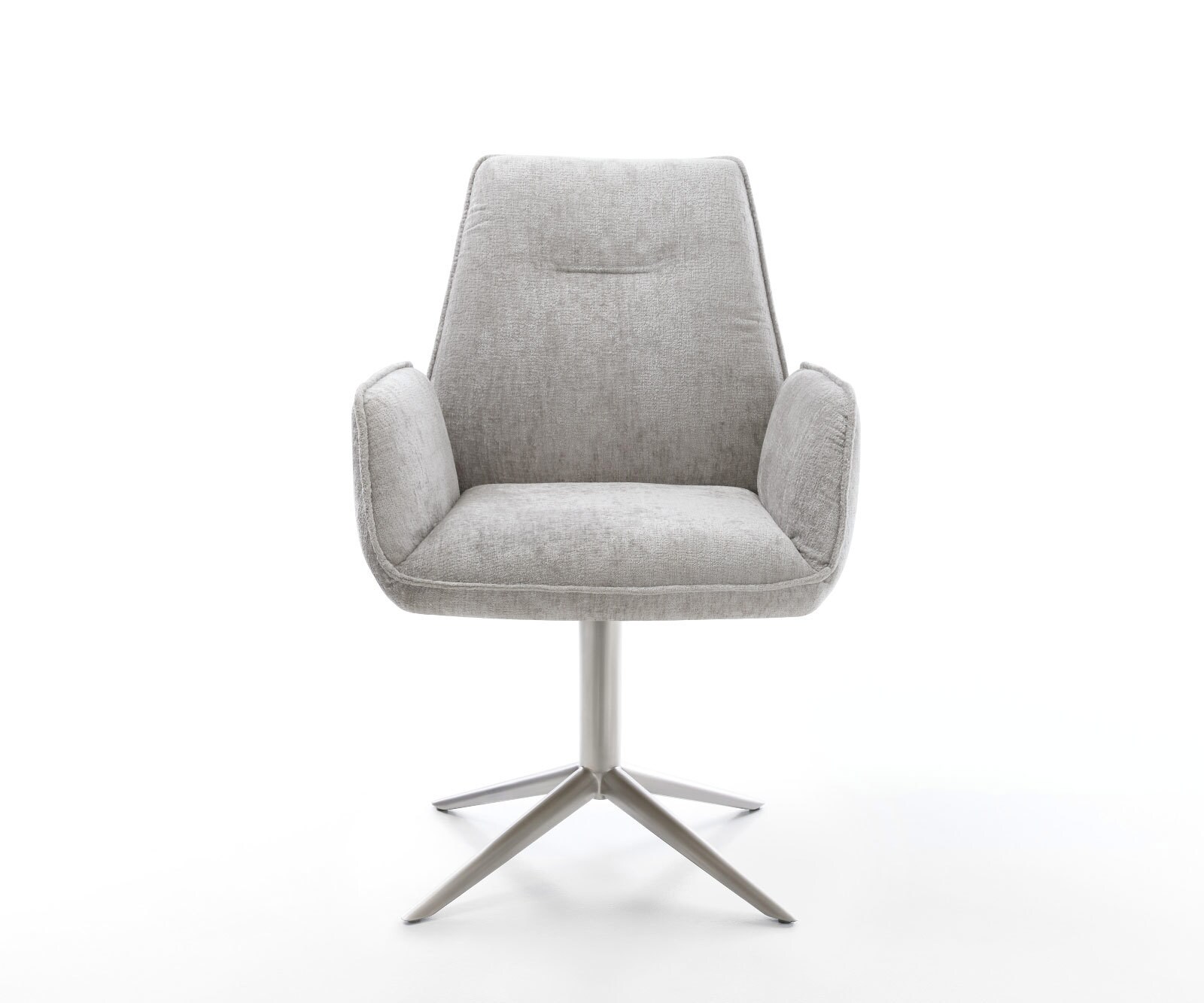 Chaise-pivotante Zoa-Flex chenille gris argenté pied de chaise 4 branches acier inoxydable brossé pivotement sur 360° fonction bascule ressorts ensachés 2