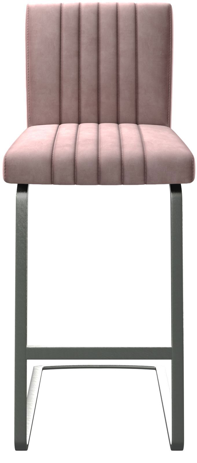 Chaise-de-bar Luiga-Flex velours rosé chaise cantilever acier plat inoxydable 3