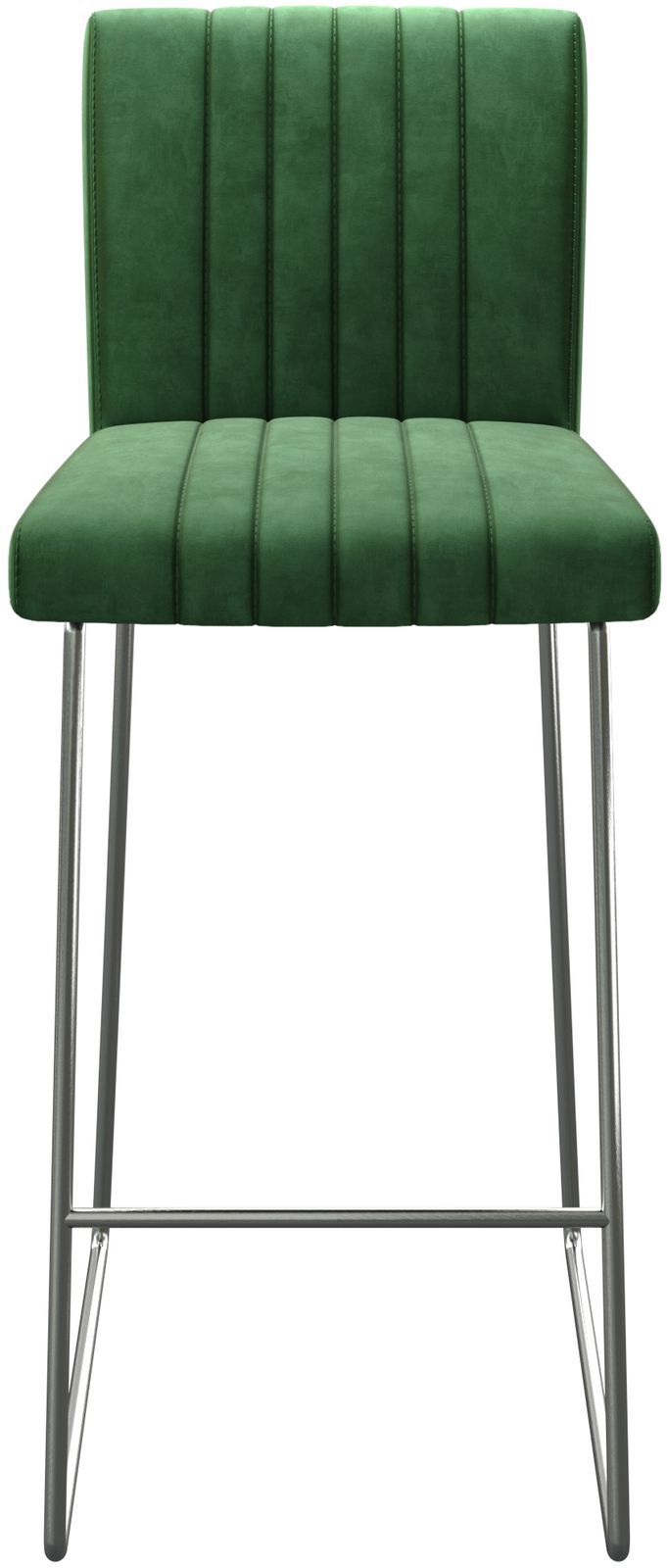 Chaise-de-bar Luiga-Flex velours vert cadre de patins acier inoxydable 3