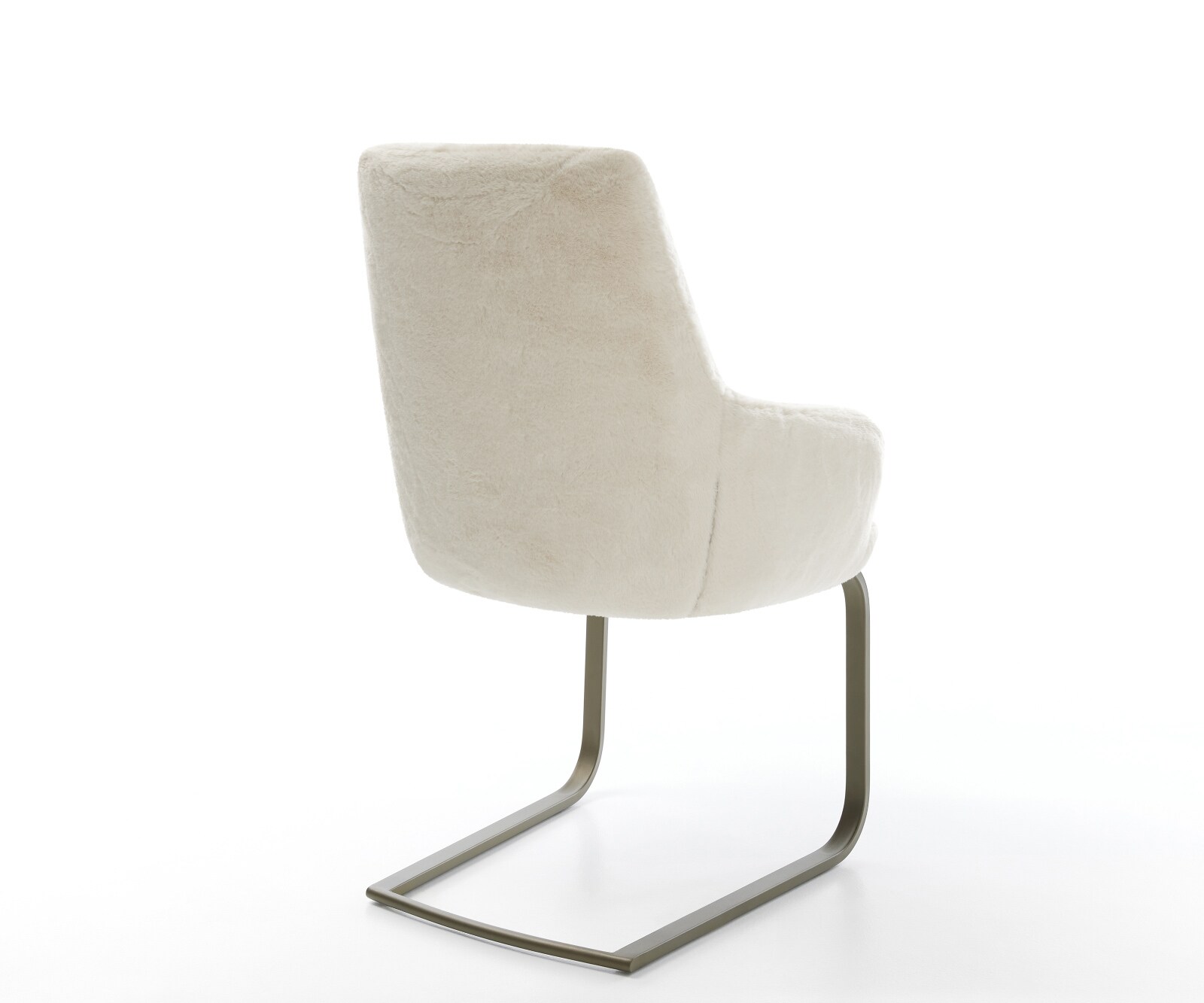 Cantilever Zelia-Flex avec accoudoirs peluche crème-blanc pied cantilever plat aspect titane ressorts ensachés 4