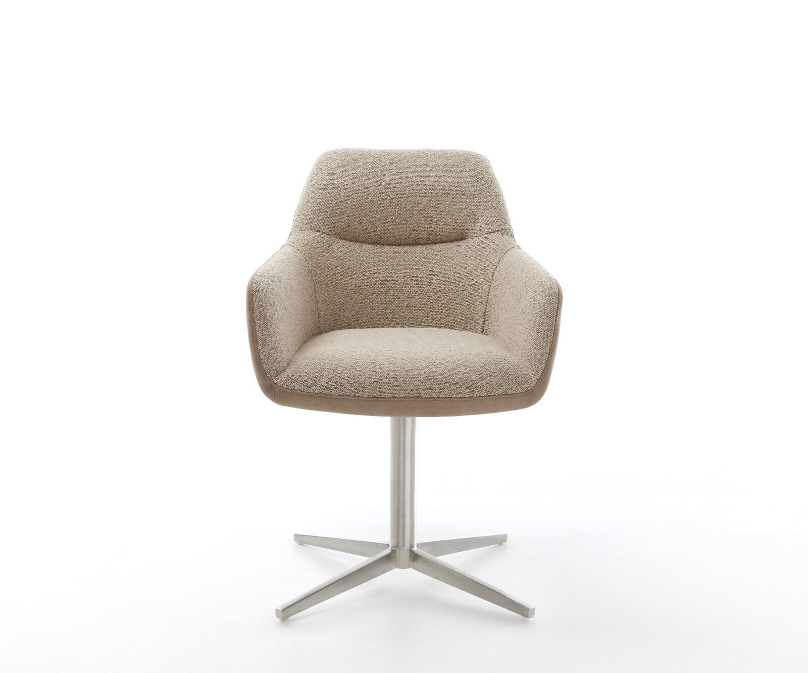 Chaise-pivotante Pejo-Flex tissu mixte couleur boue pied de chaise 4 branches acier inoxydable brossé pivotement sur 360° ressorts ensachés 1 Chaise-pivotante Pejo-Flex tissu mixte couleur boue pied de chaise 4 branches acier inoxydable brossé pivotement sur 360° ressorts ensachés 1