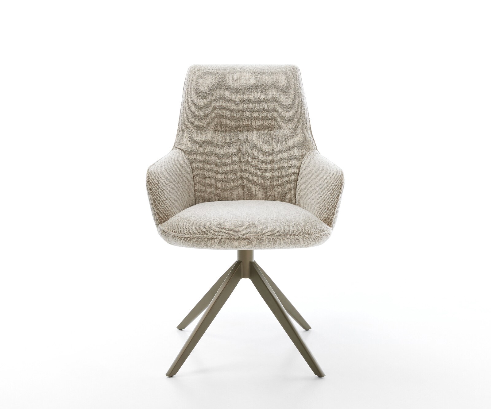 Chaise-pivotante Zelia-Flex avec accoudoirs tissu tissé doux beige pied croisé large aspect titane pivotement sur 360° fonction bascule resorts ensachés 1