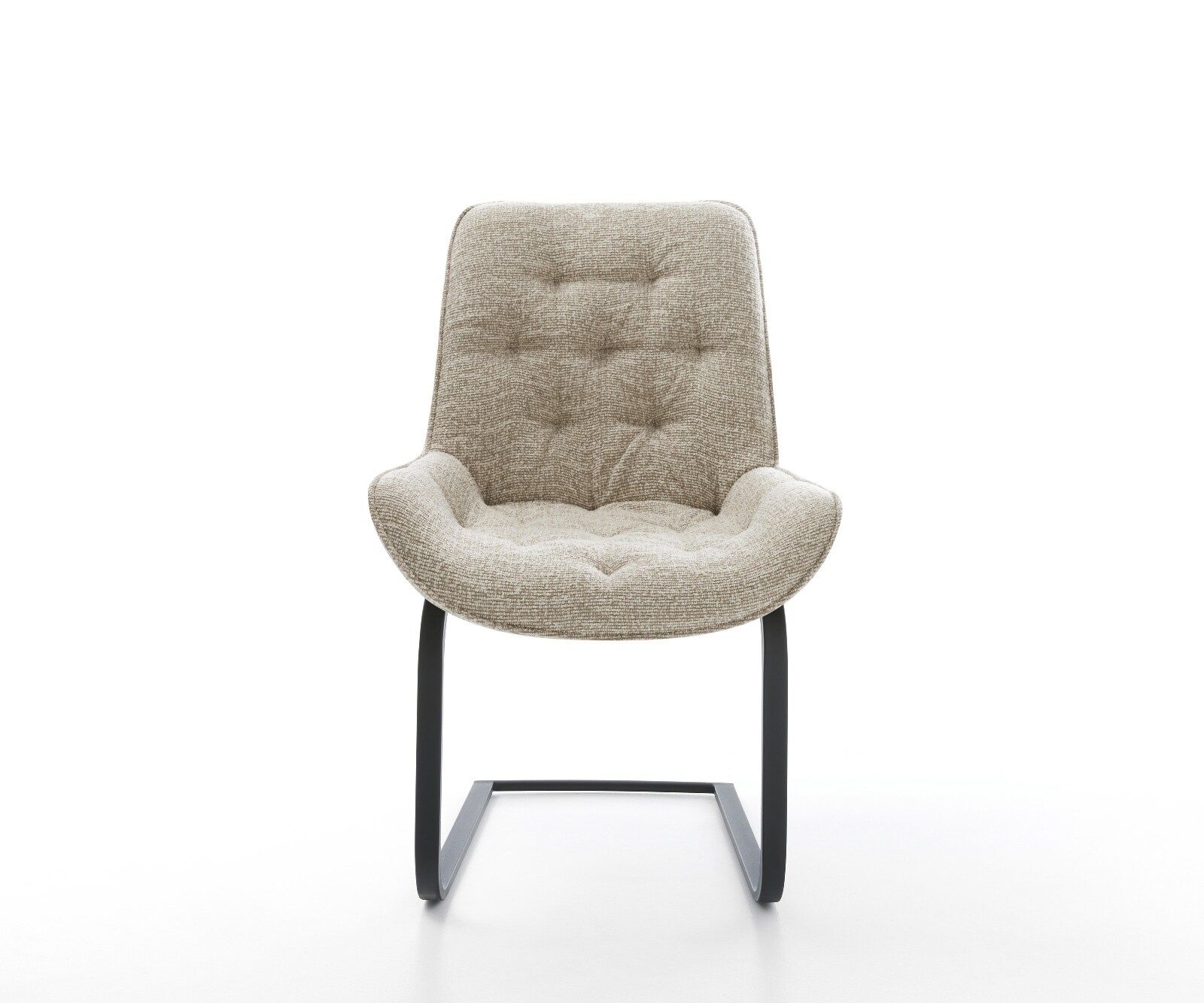 Cantilever Taimi-Flex tissu tissé doux beige pied cantilever plat noir 2