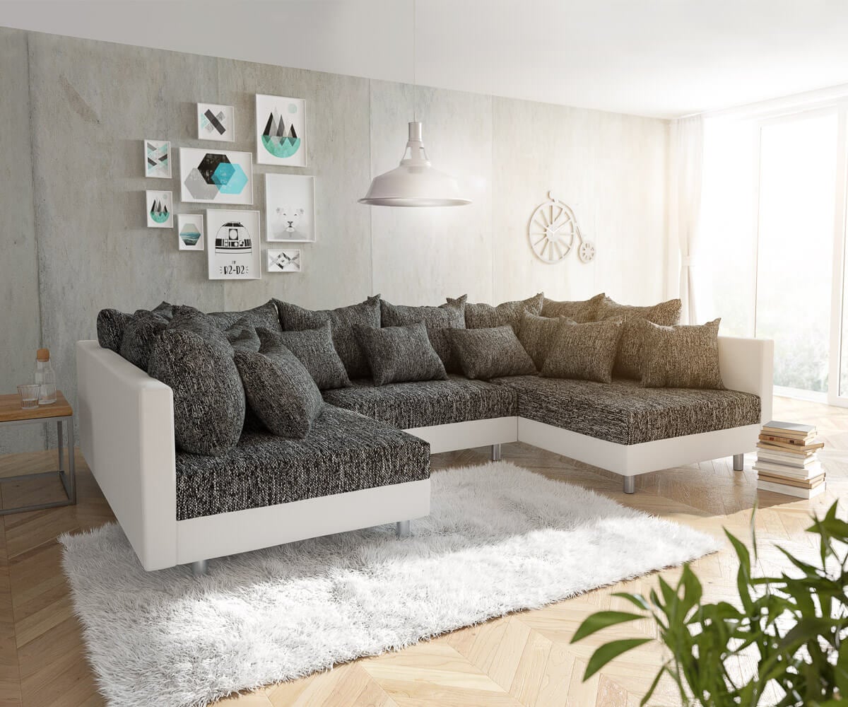 Canapé panormique Clovis Blanc Noir Canapé Modulable Canapé panormique Clovis Blanc Noir Canapé Modulable