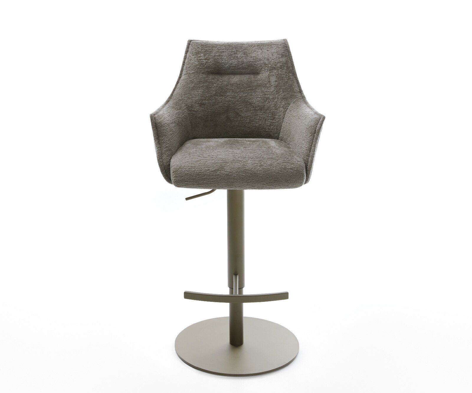 Chaise-de-bar Alja-Flex Bouclé doux Boue Pied pivotant réglable en hauteur couleur titane Couleur titane Ressort ensaché 2