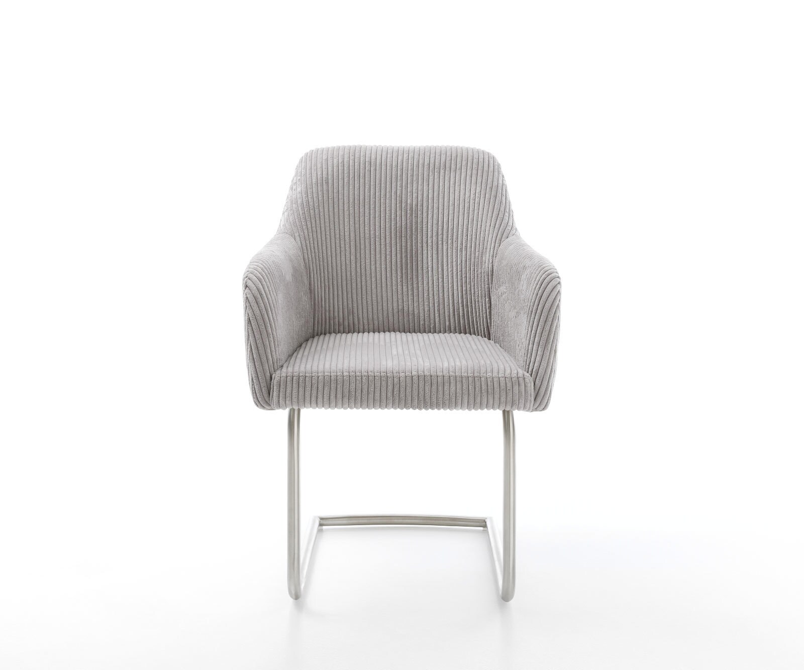 Cantilever Greg-Flex côtelé gris argenté pied cantilever rond acier inoxydable brossé ressorts ensachés 1 Cantilever Greg-Flex côtelé gris argenté pied cantilever rond acier inoxydable brossé ressorts ensachés 1