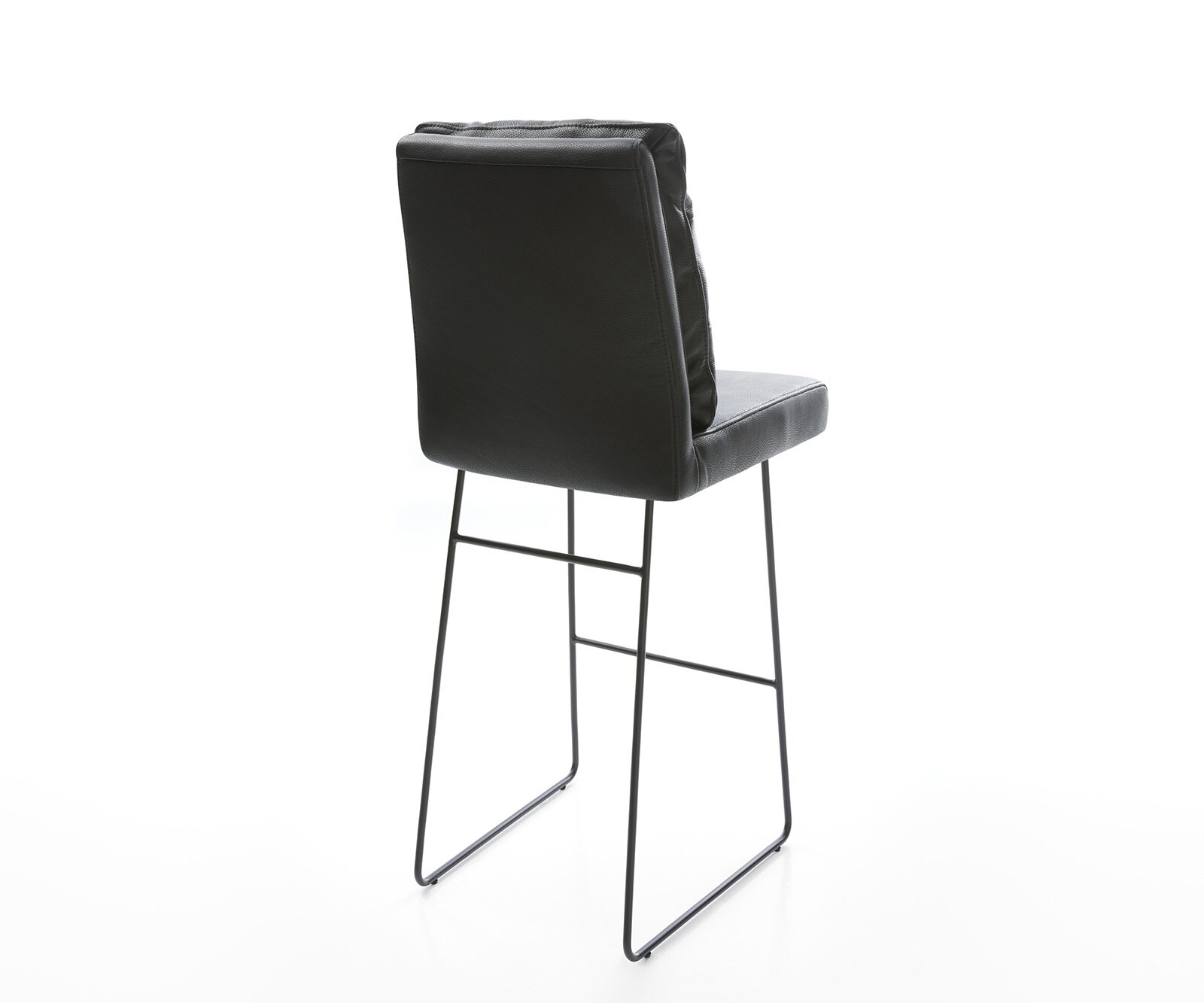 Chaise-de-bar Pela-Flex cuir véritable noir cadre de patins métal 4