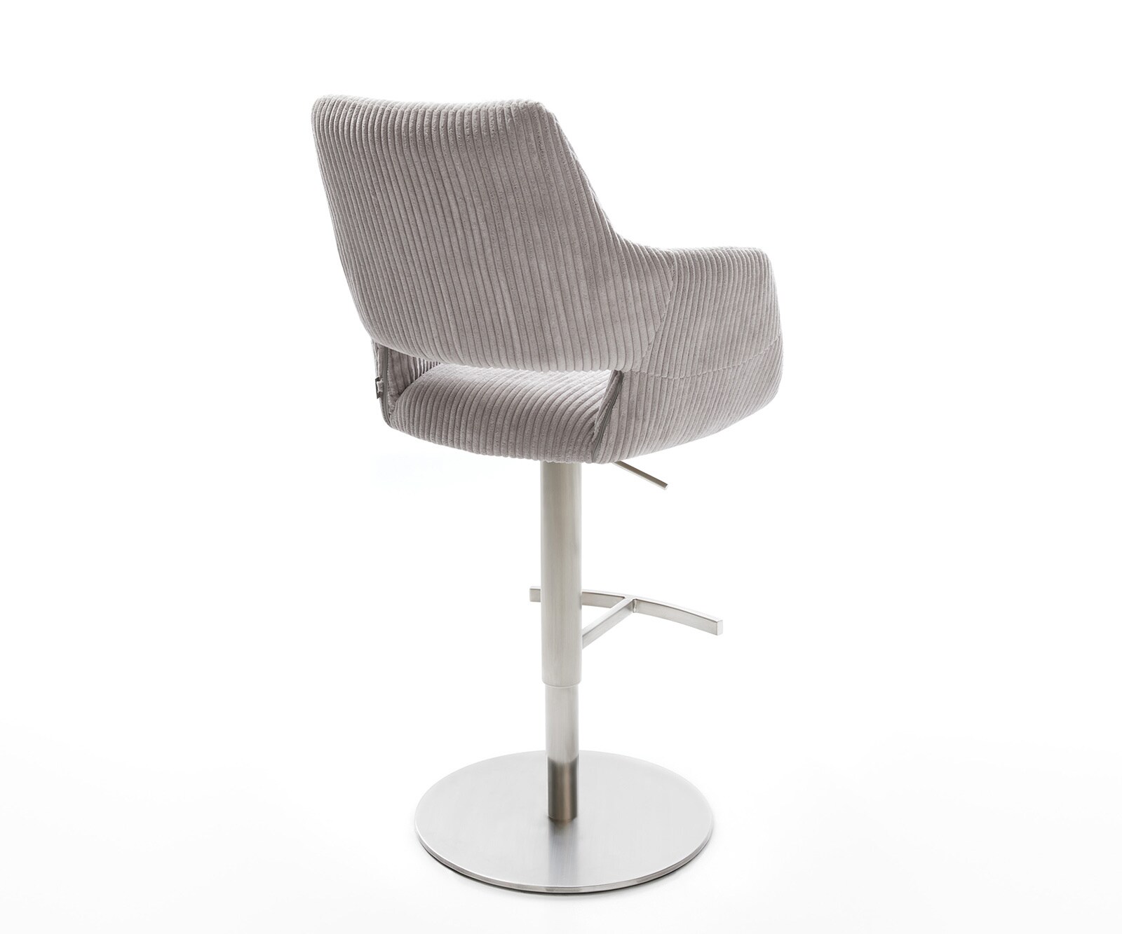 Chaise-de-bar Yago-Flex Cordon gris argenté Pied pivotant réglable en hauteur Acier inoxydable pivotant Ressorts ensachés 4