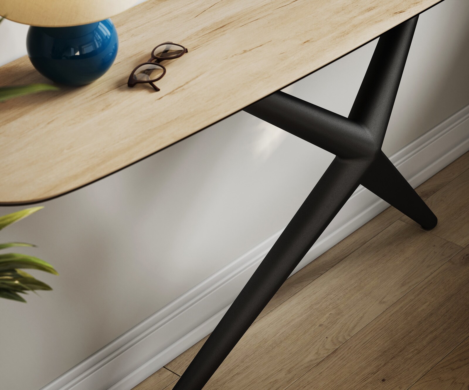 Console Edge forme bateau 180x40 cm Céramique Laminam® Sabbia Eichefarbig Estelo Métal Noir 6