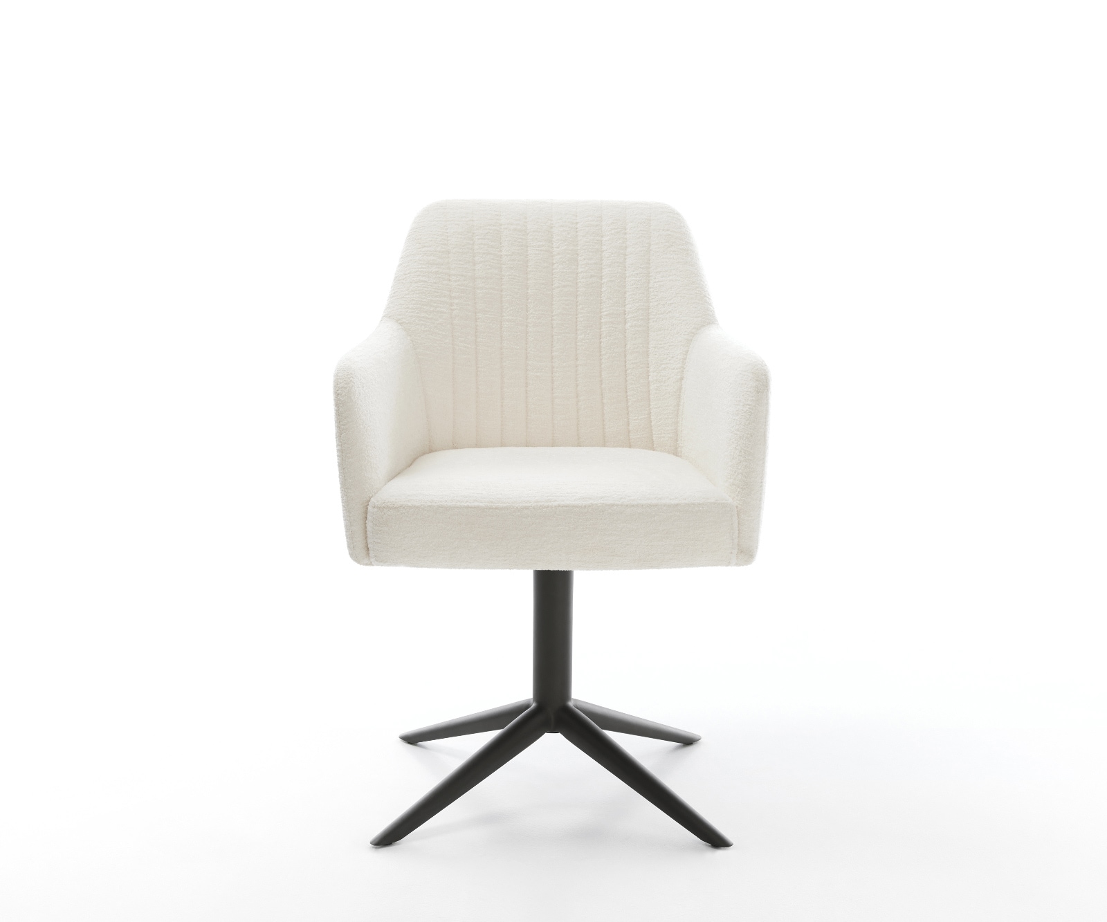 Chaise-pivotante Greg-Flex bouclé doux beige pied de chaise 4 branches noir pivotement sur 360° fonction bascule resorts ensachés 2