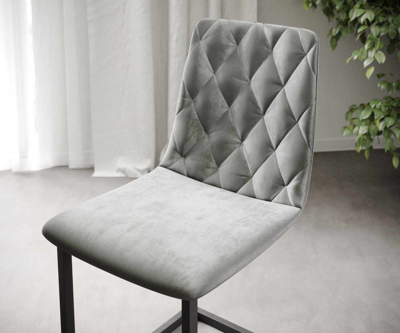 L'ensemble-de-4-chaises Trado-Adesso gris clair velours cantilever 3 L'ensemble-de-4-chaises Trado-Adesso gris clair velours cantilever 3