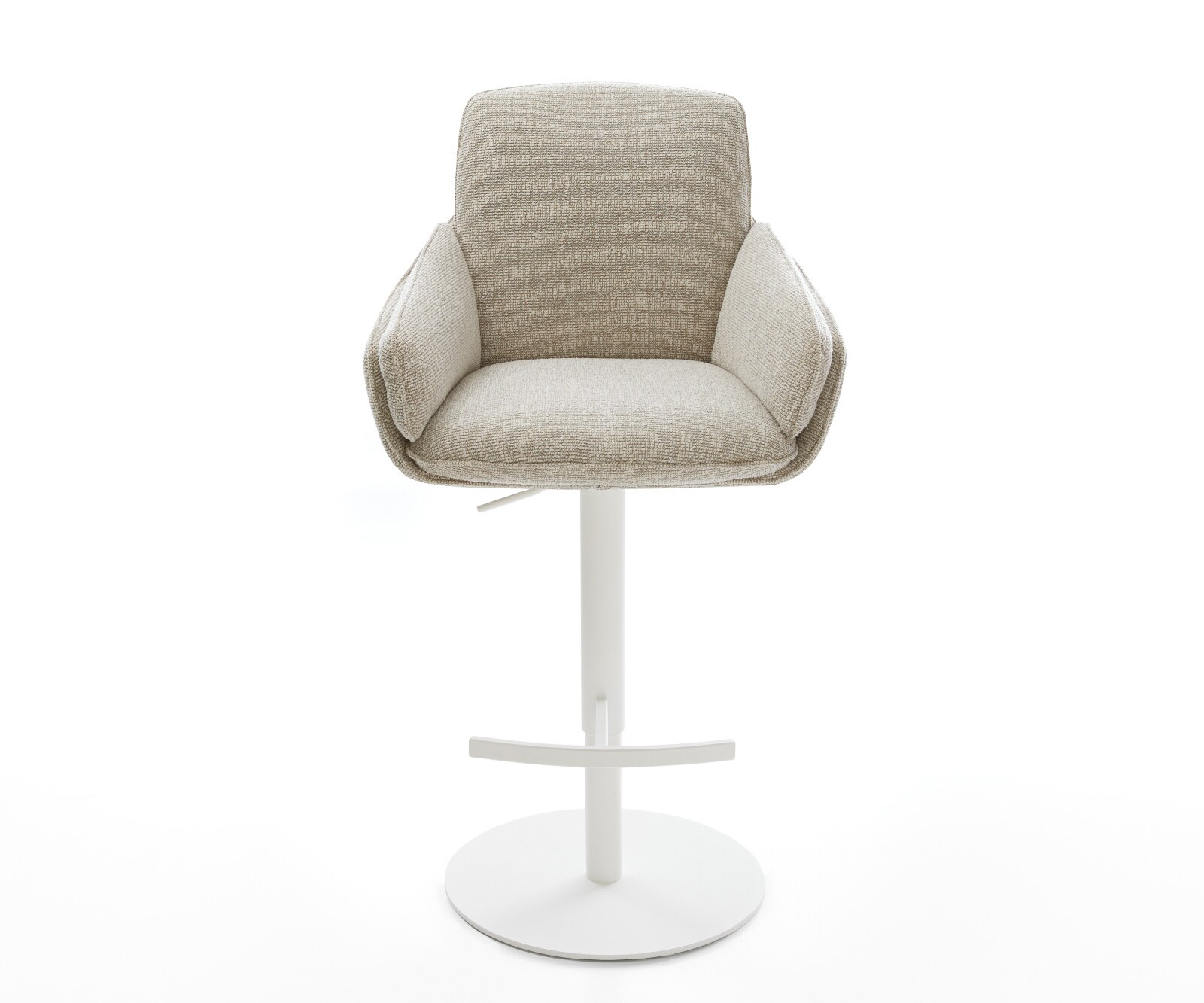 Chaise-de-bar Luan-Flex Tissu tissé doux Beige Pied pivotant réglable en hauteur blanc Blanc 1