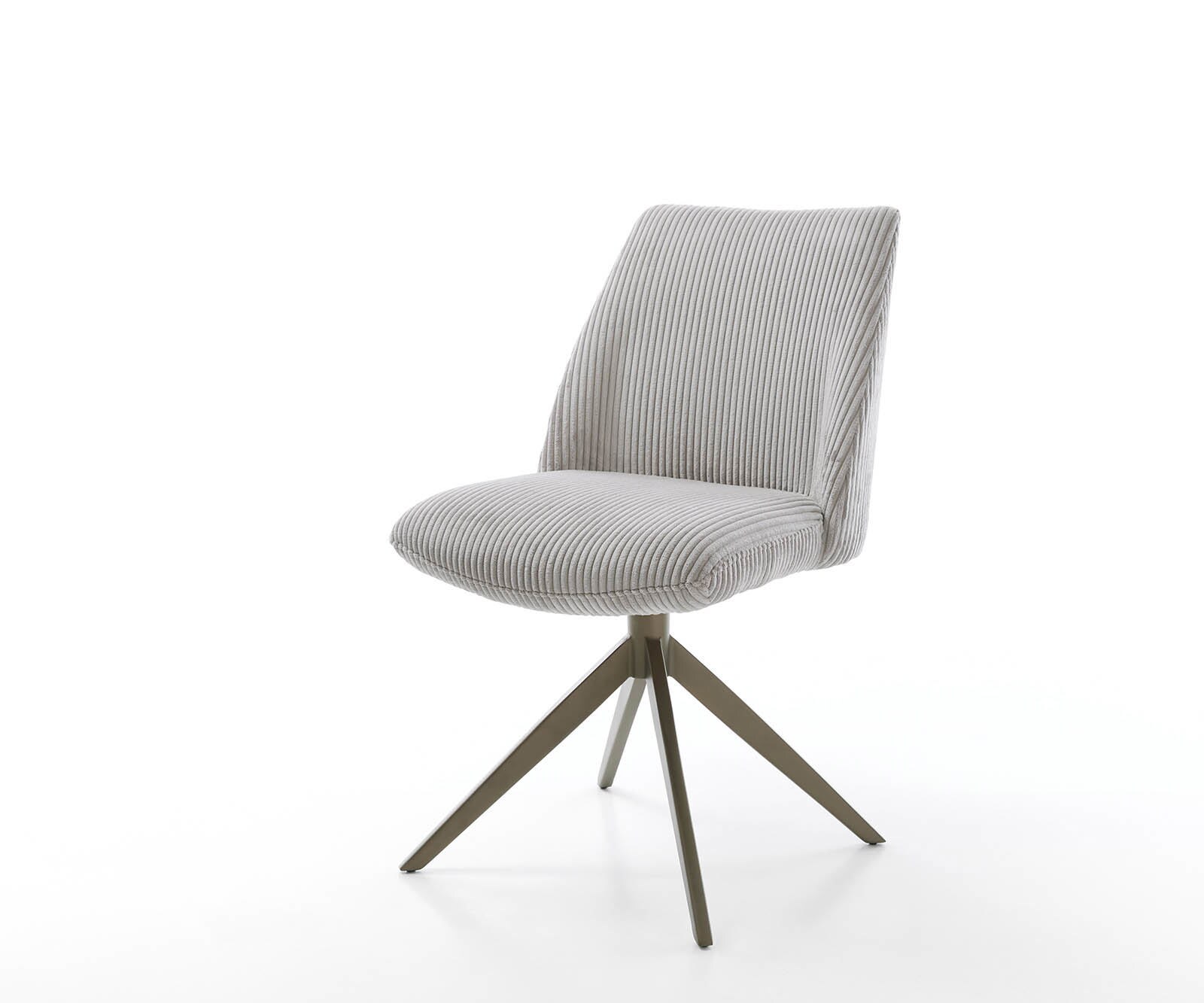 Chaise-pivotante Elso-Flex côtelé gris argenté pied croisé large aspect titane pivotement sur 360° ressorts ensachés